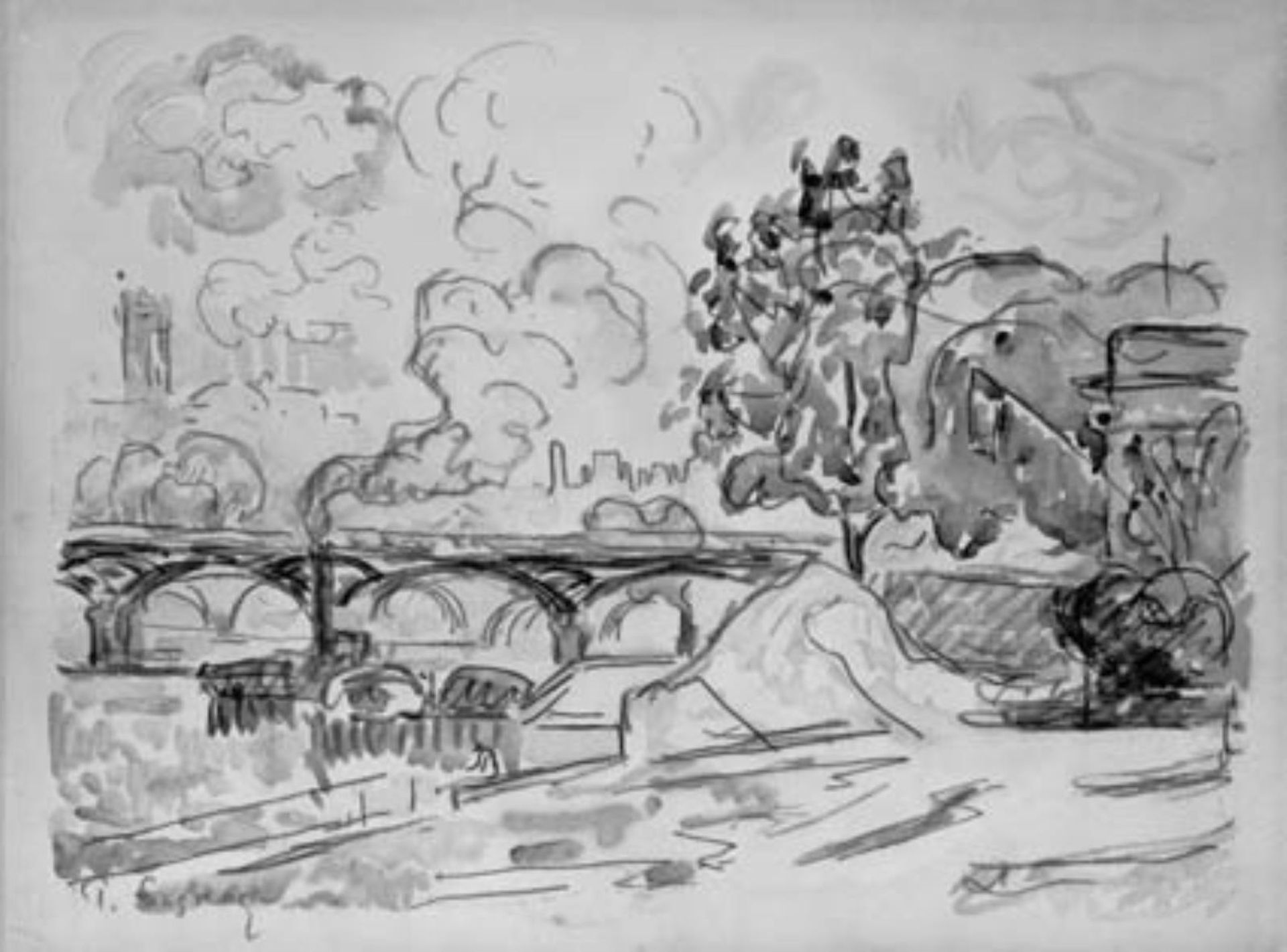 Le Pont des Arts set fra Quai Malaquais, Paris by Paul Signac