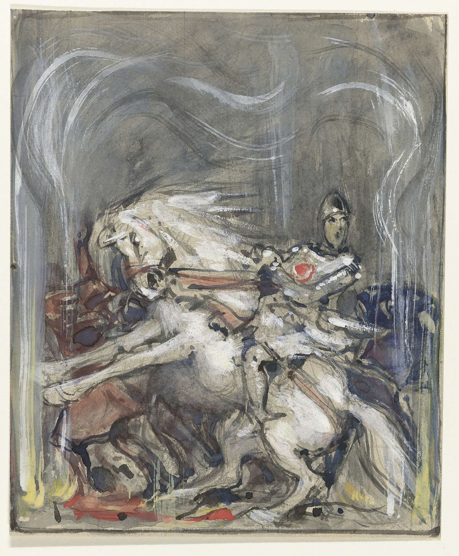 Ruiter op steigerend paard by Bernard Willem Wierink