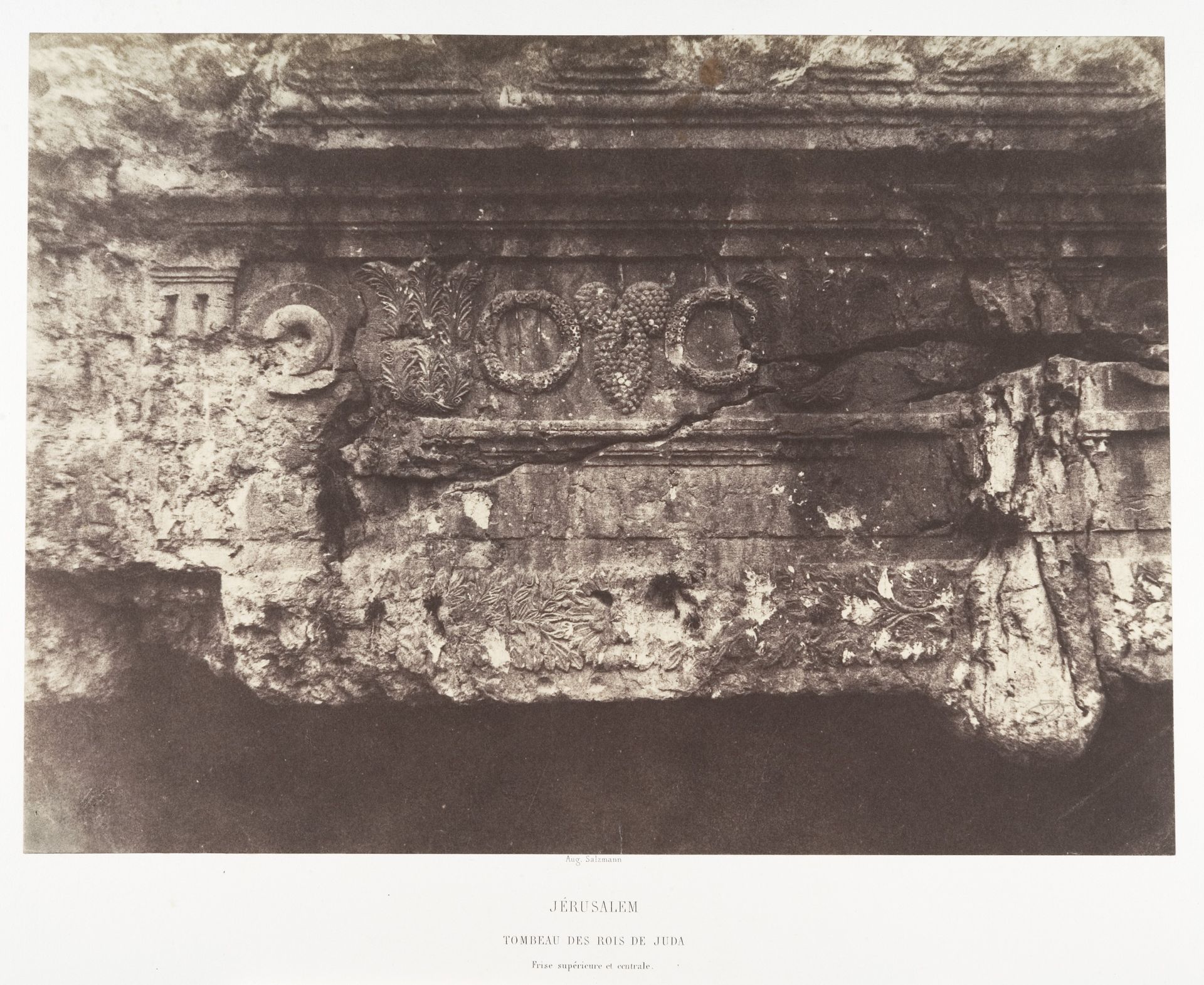 Jérusalem, Tombeau des rois de Juda, Frise supérieure et centrale by Auguste Salzmann