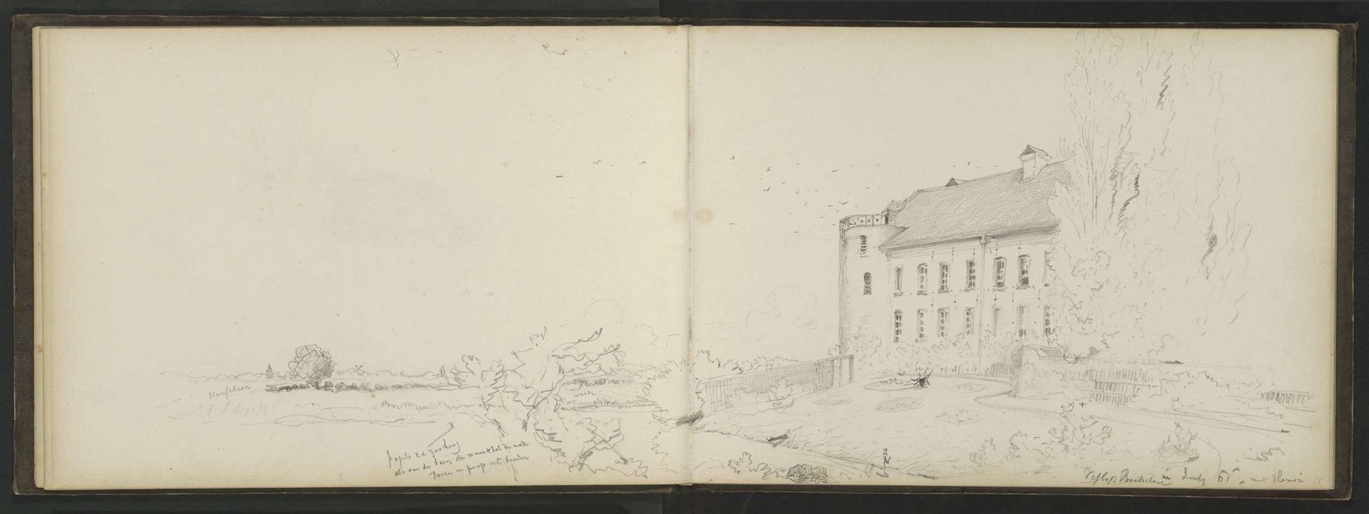 Gezicht op de tuin van Slot Boetselaer in Kleef by Johannes Tavenraat