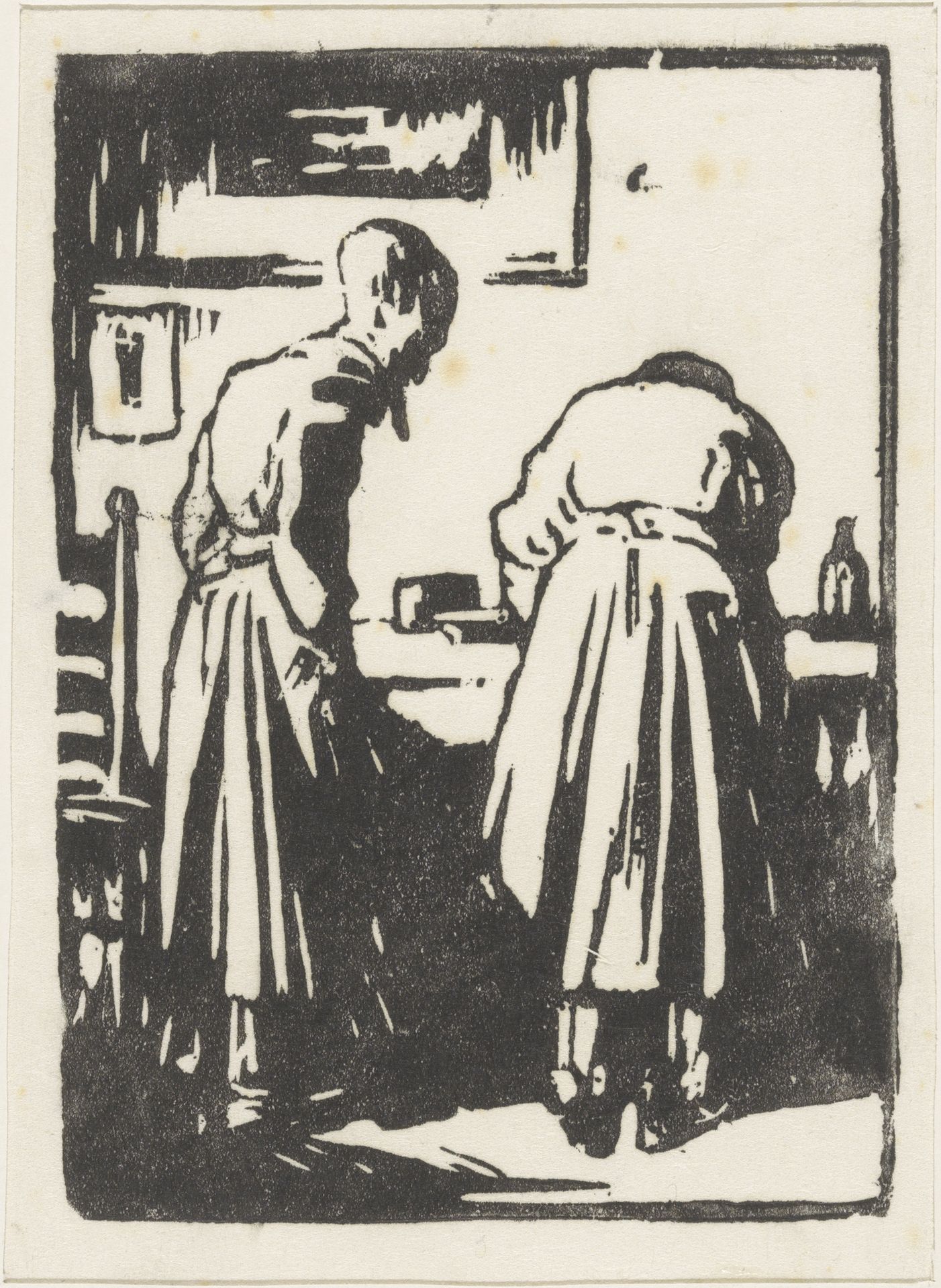 Twee vrouwen in een atelier by Willem Adrianus Grondhout