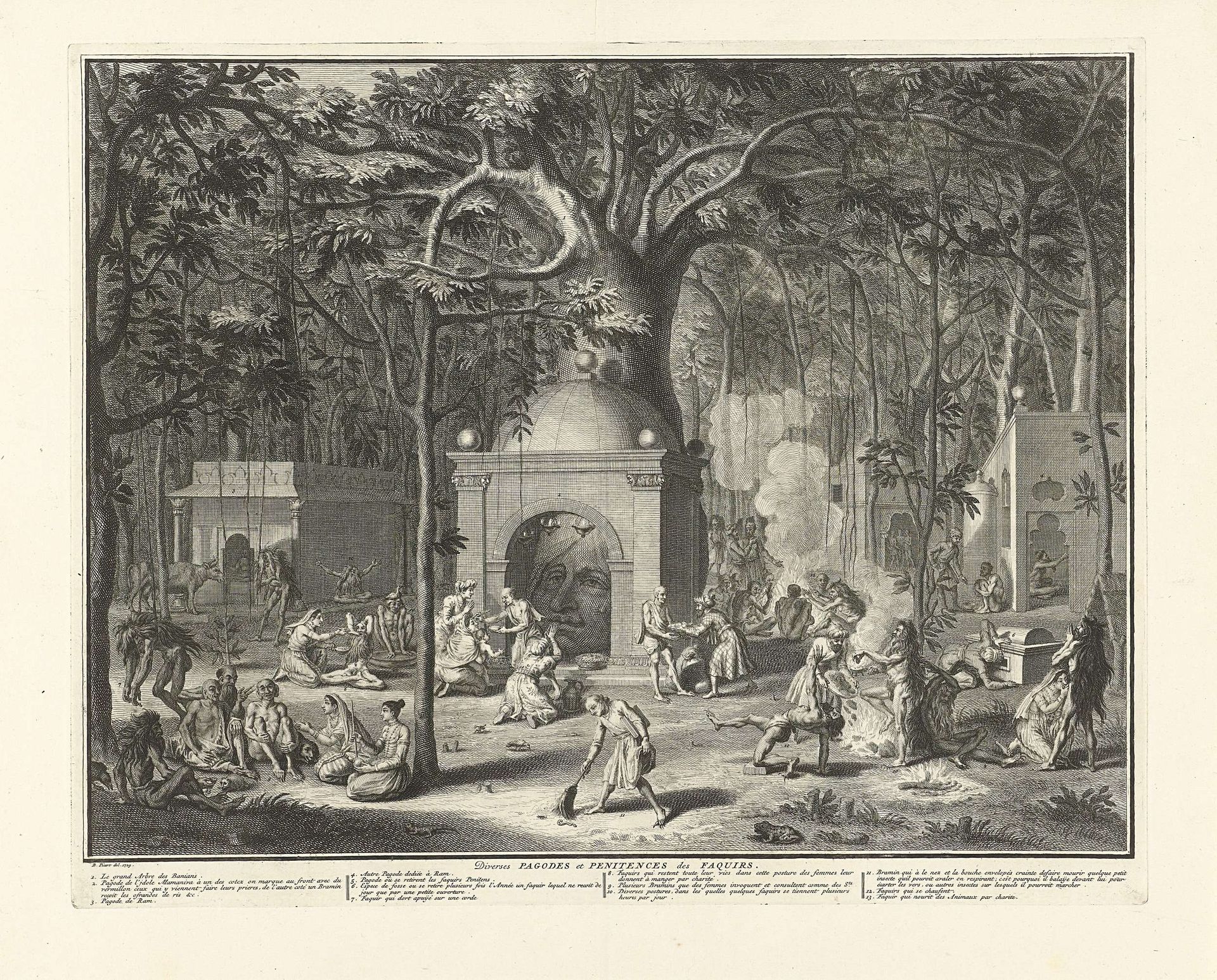 Oerwoud met Indiase tempels by Bernard Picart