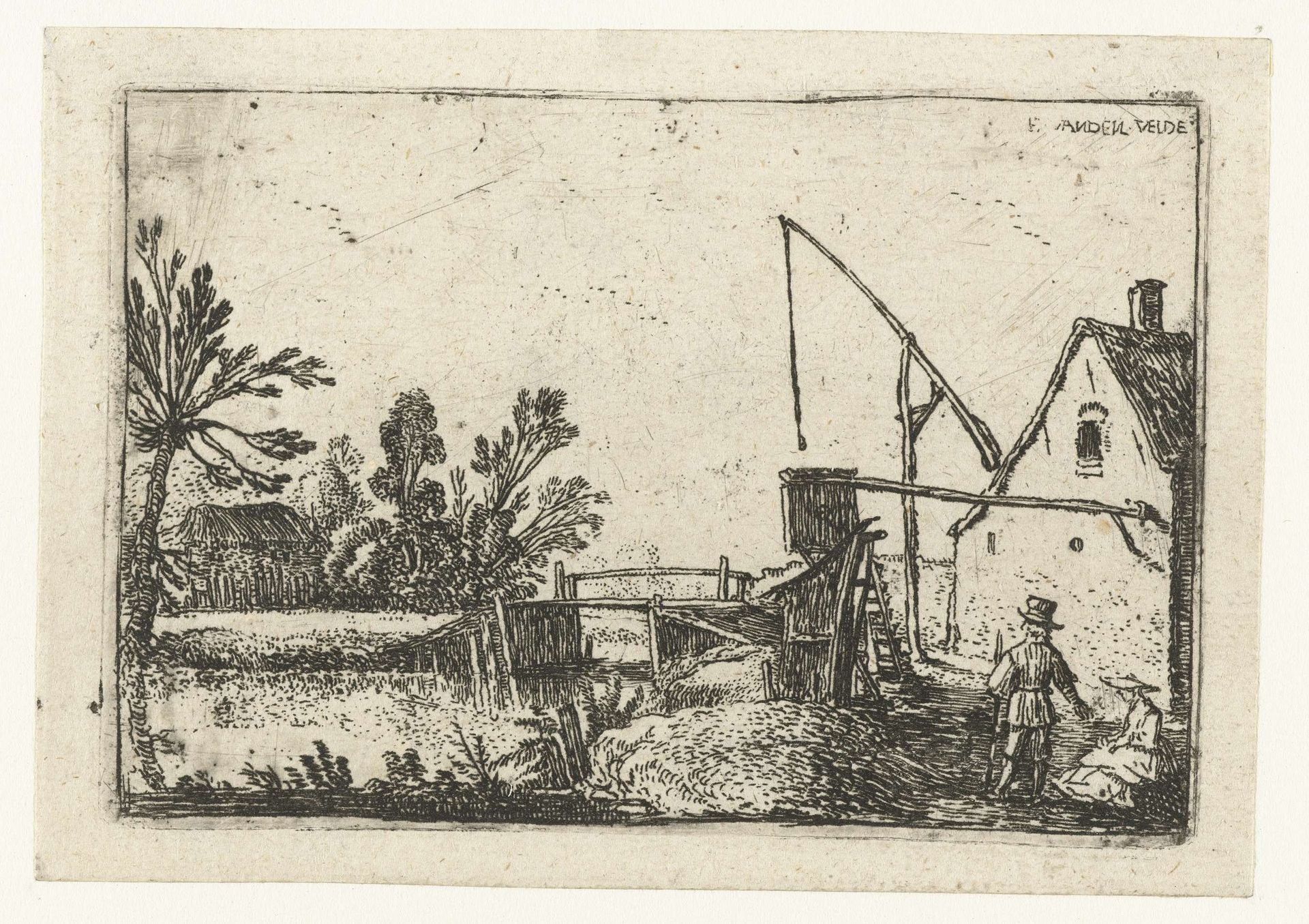 Boerderij bij een kanaal by Esaias van de Velde