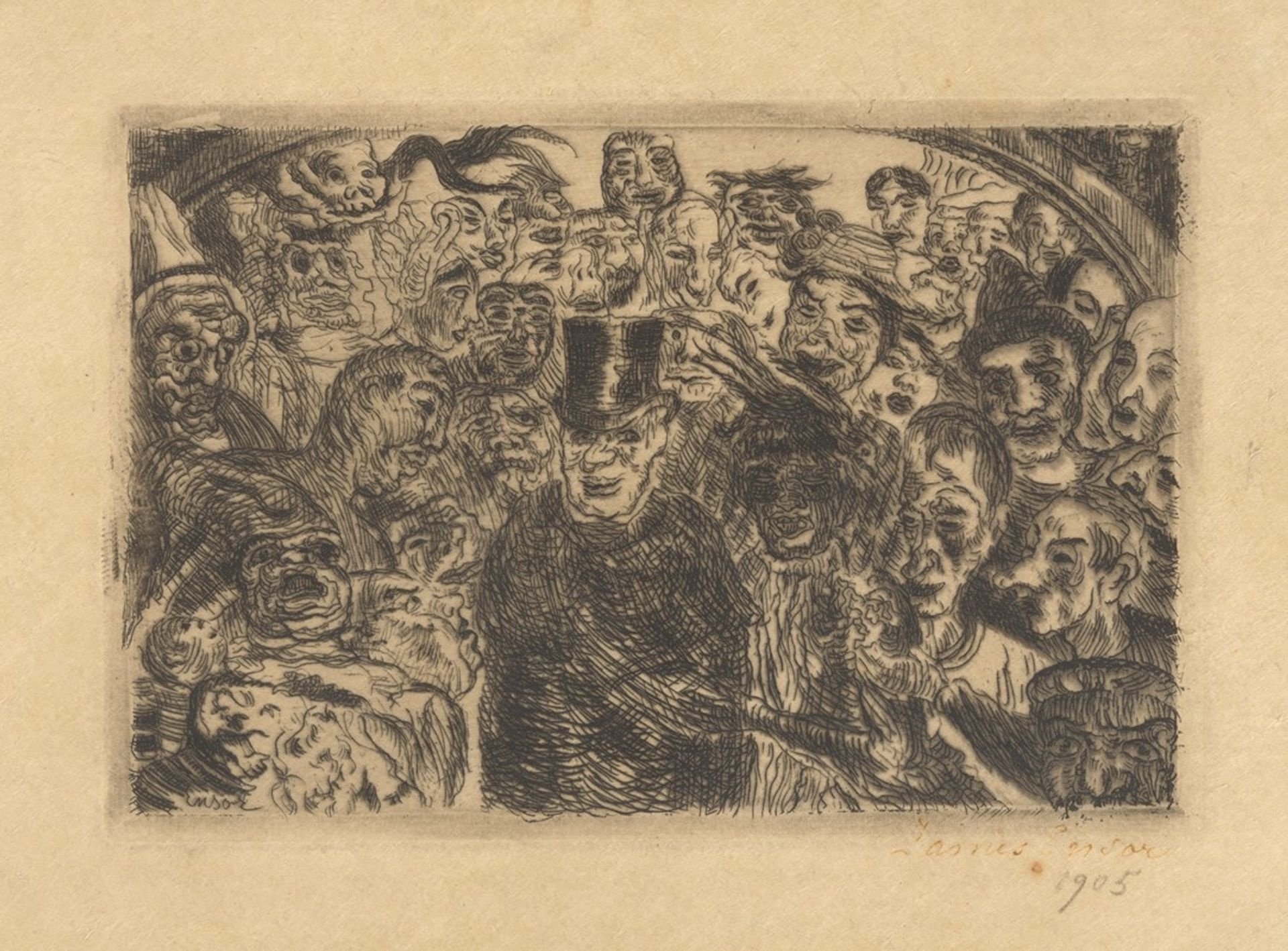 Geïntrigeerde maskers by James Ensor