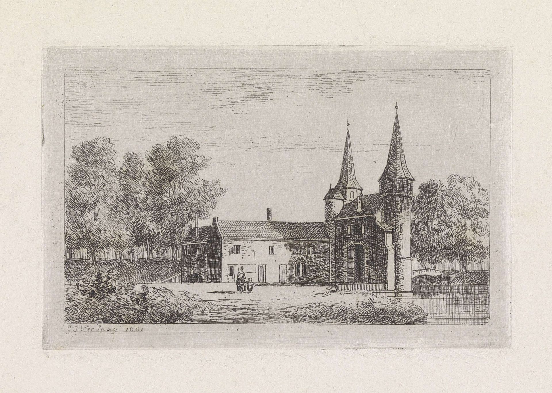 Oostpoort te Delft by Gijsbertus Johannes Verspuy