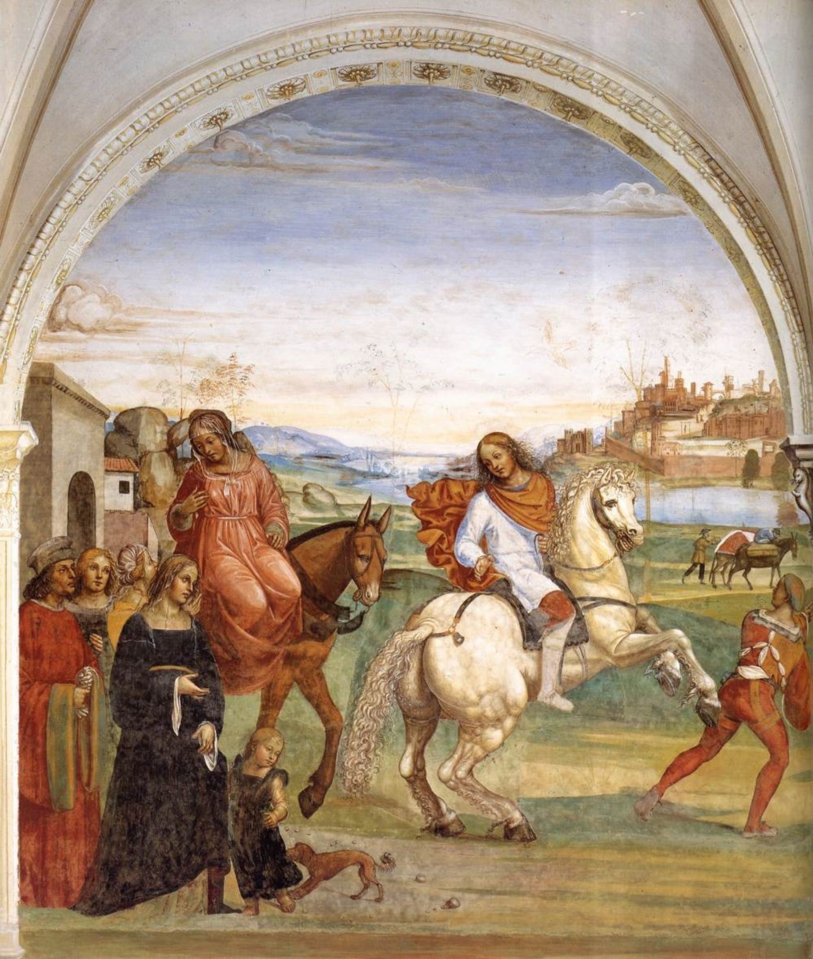 Life of St Benedict, Scene 1. Benedict Leaves His Parent's House by Il Sodoma