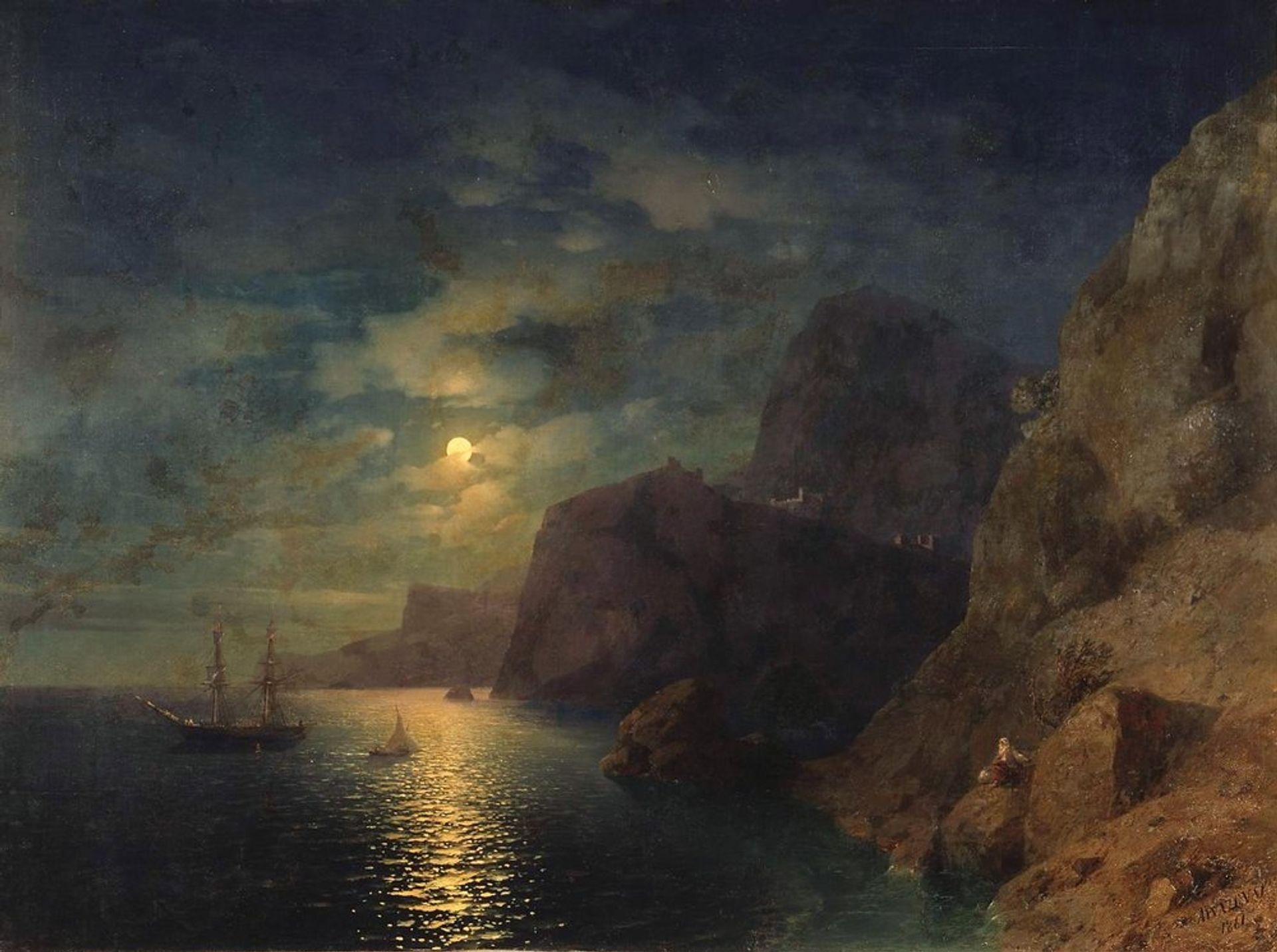 Sea at night by Ivan Konstantinovich Aivazovsky