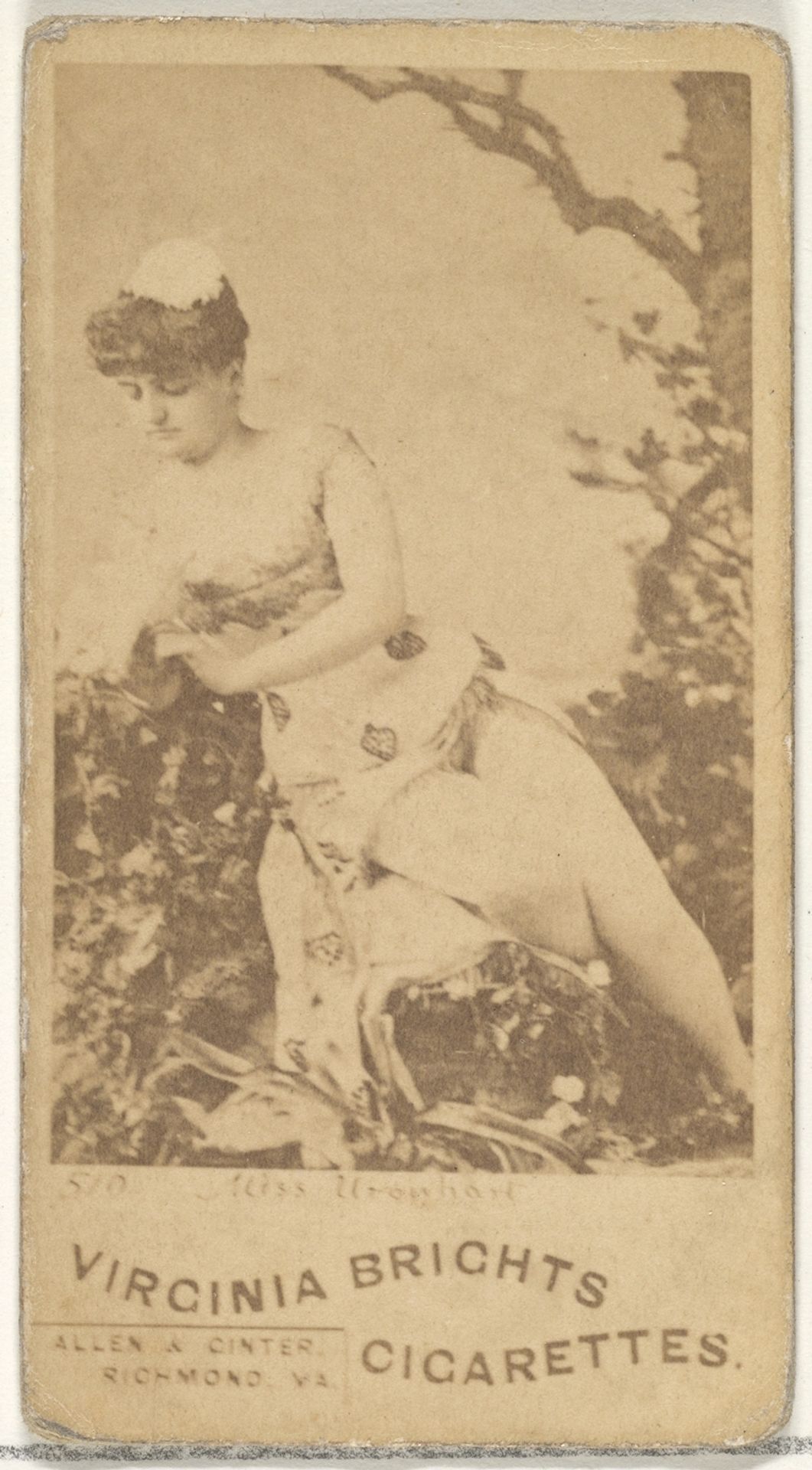 Card 510, Miss Urquhart, from the Actors and Actresses series (N45, Type 1) for Virginia Brights Cigarettes by Allen & Ginter