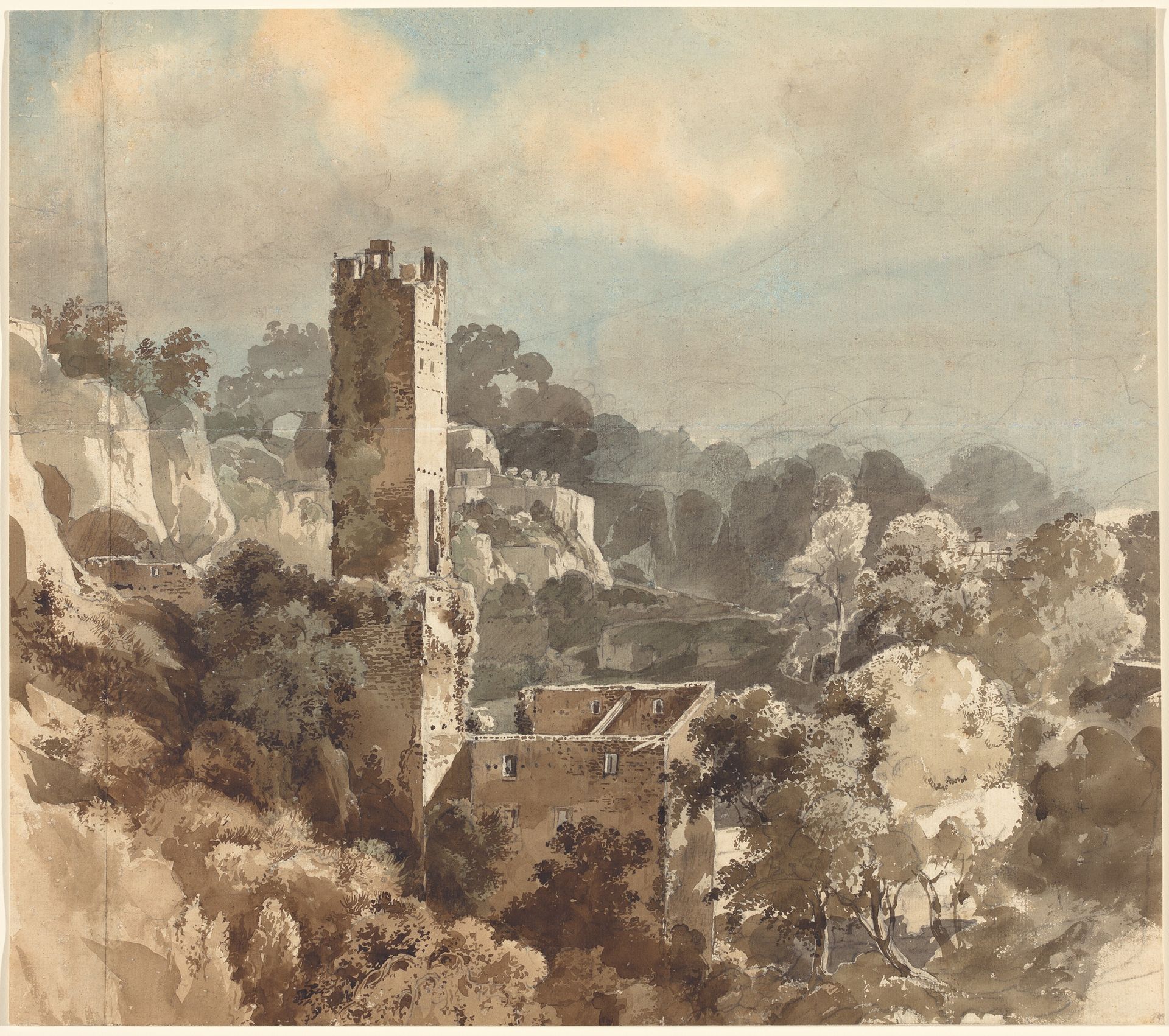 Ruins of a Fortified Tower among Wooded Hills by Friedrich Salathé