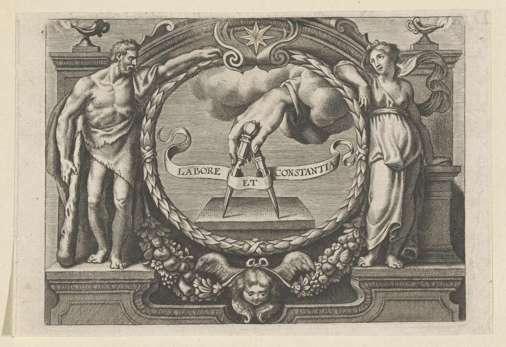Drukkersmerk voor de Officina Plantiniana by Cornelis Galle I