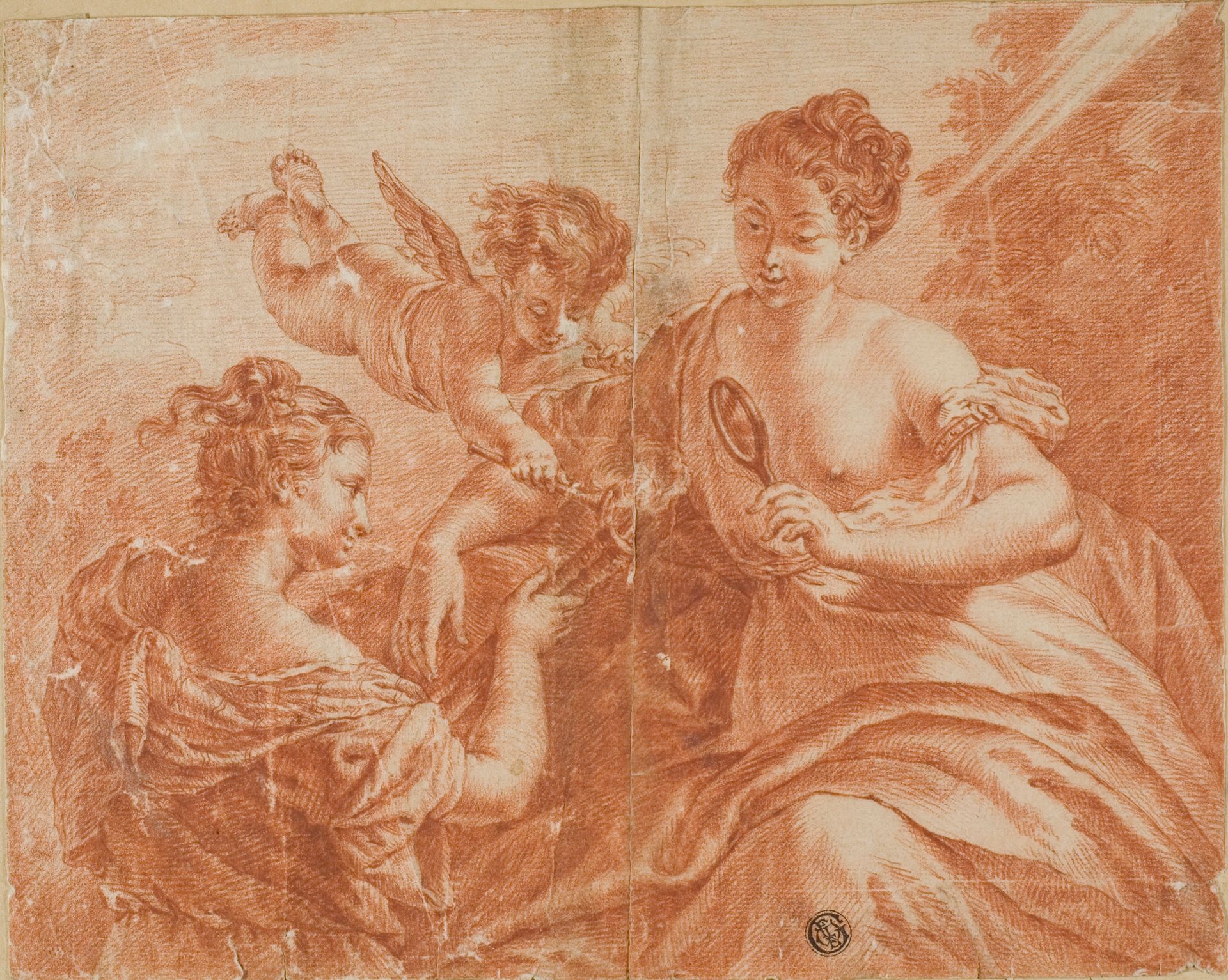 Cupid and Two Women Lighting a Torch by Anonymous