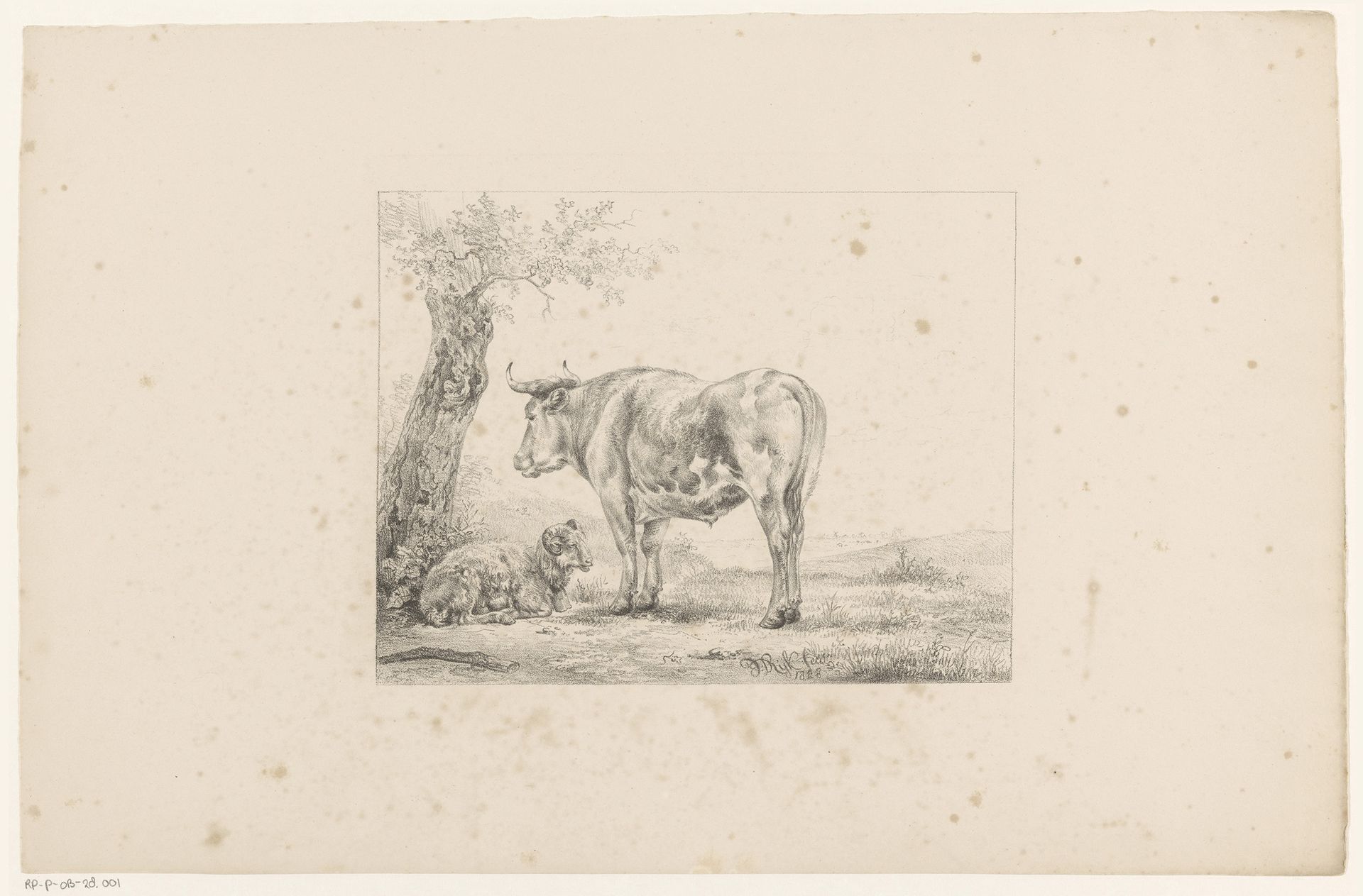 Ram en stier in een landschap by James de Rijk
