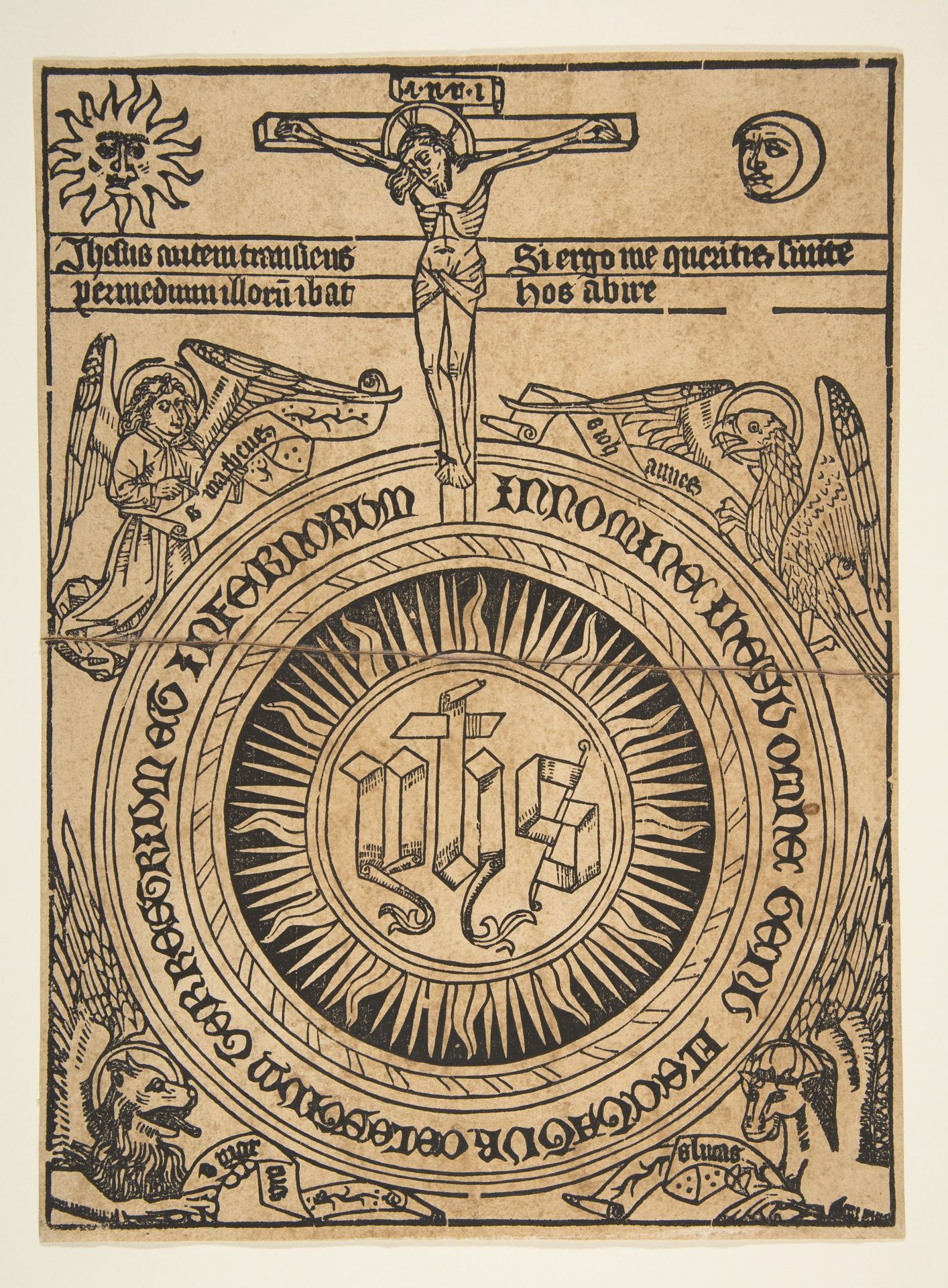 The Sacred Monogram with the Symbols of the Evangelists and the Crucifixion (Schr. 1812) by Anonymous