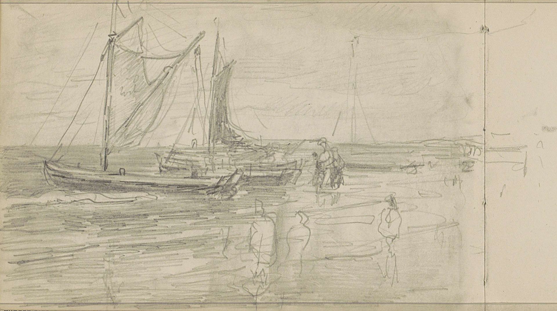 Zeilschepen voor de kust by Johan Antonie de Jonge