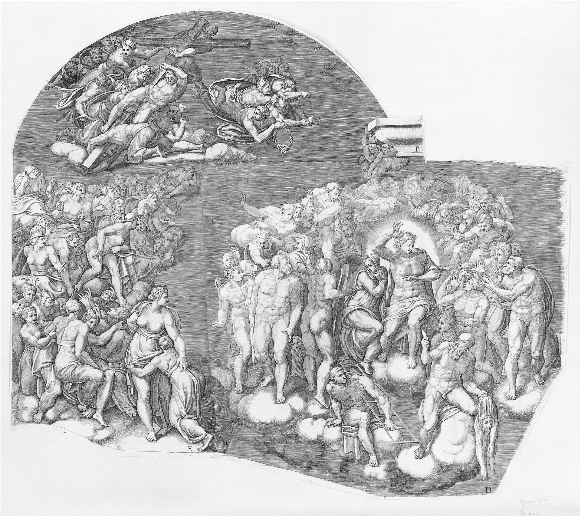 Last Judgment; after Michelangelo's fresco in the Sistine Chapel by Giorgio Ghisi