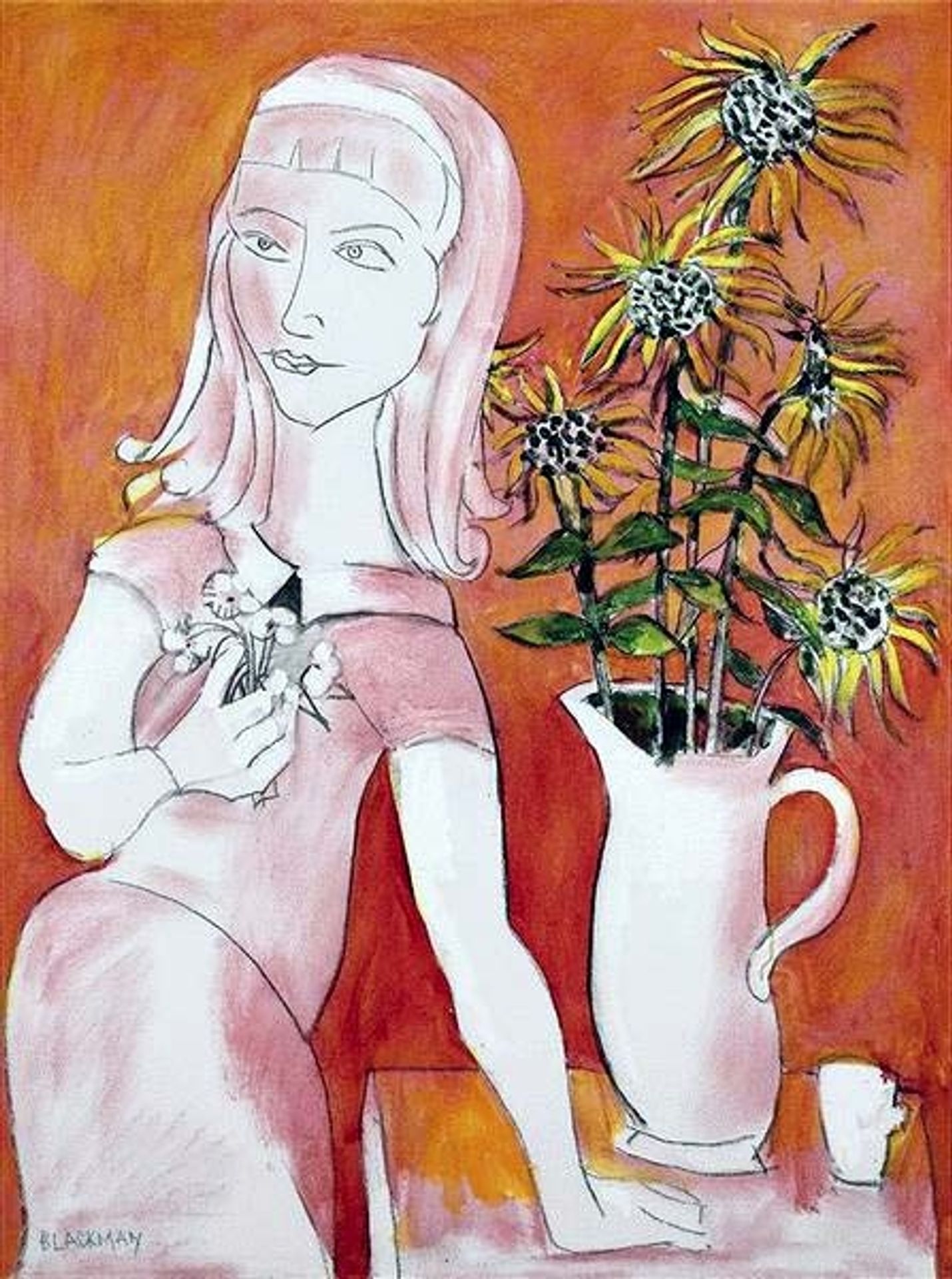 Girl with Sunflowers by Charles Blackman