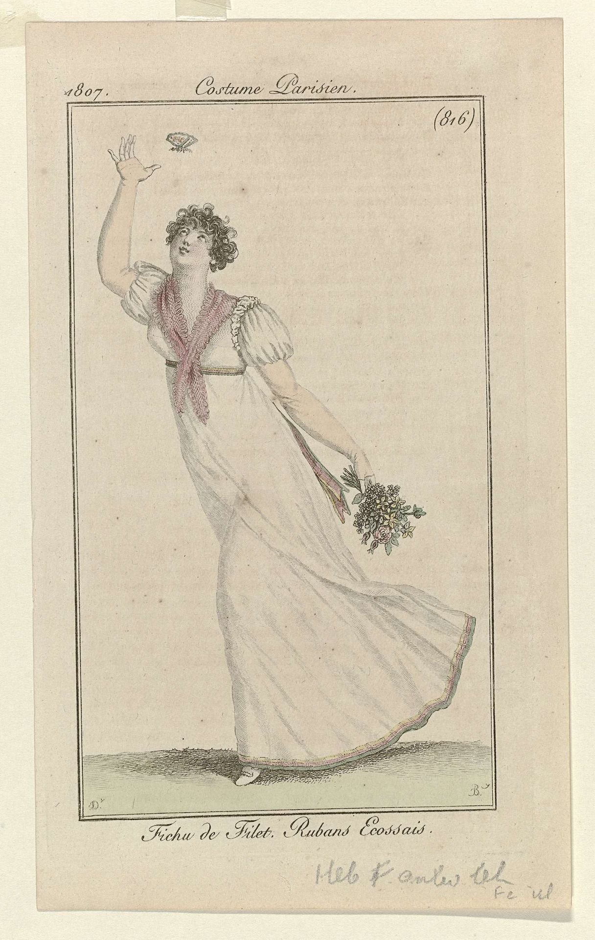 Journal des Dames et des Modes, Costume Parisien, 20 juin 1807, (816): Fichu de Filet (...) by Pierre Charles Baquoy