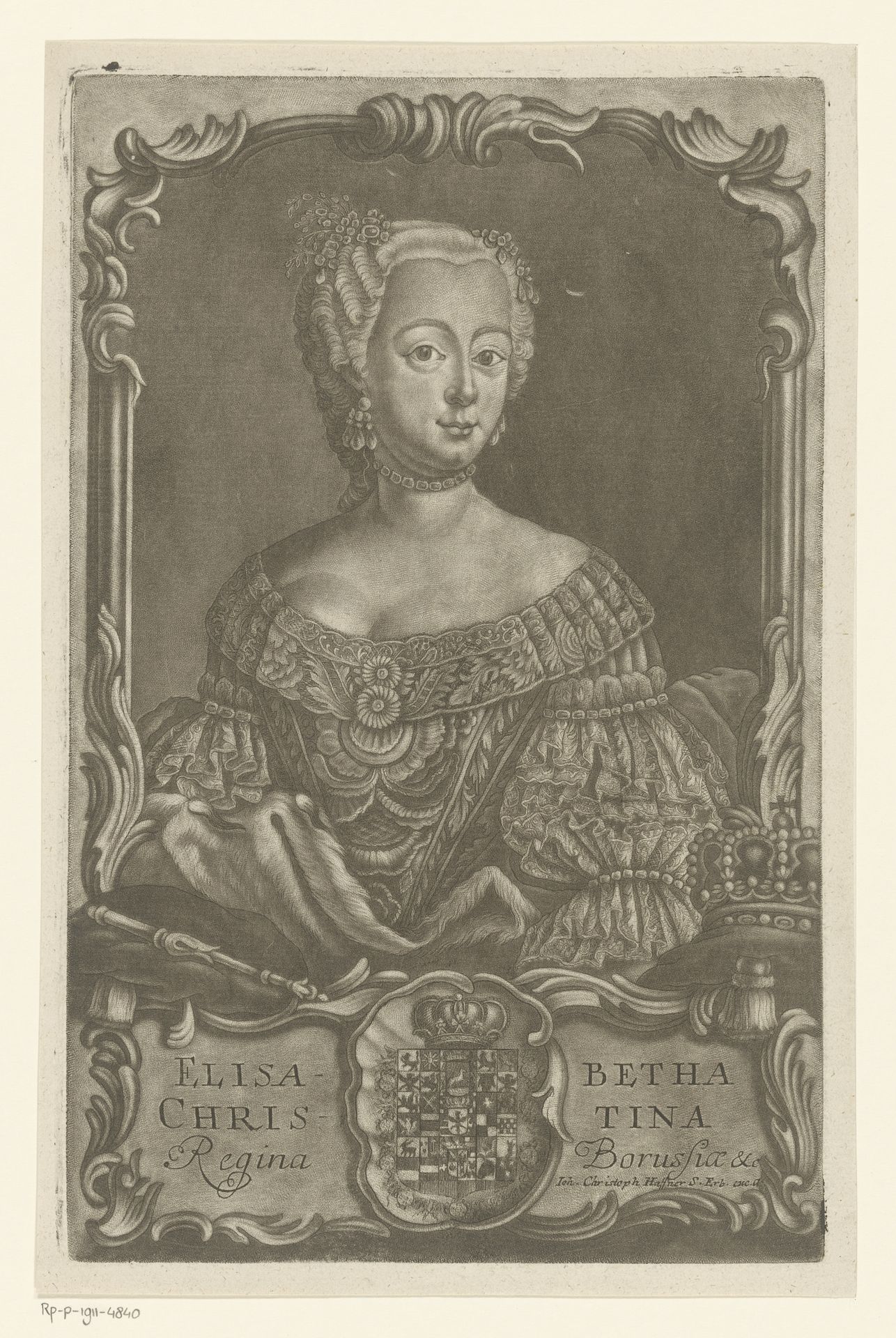 Portret van Elisabeth Christina, koningin van Pruissen by Johann Christoph Hafner