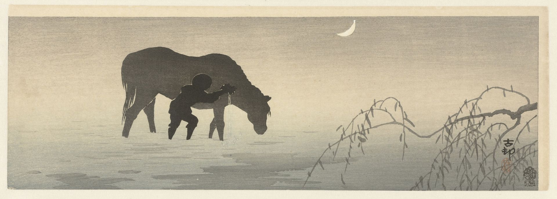 Man en paard by Ohara Koson