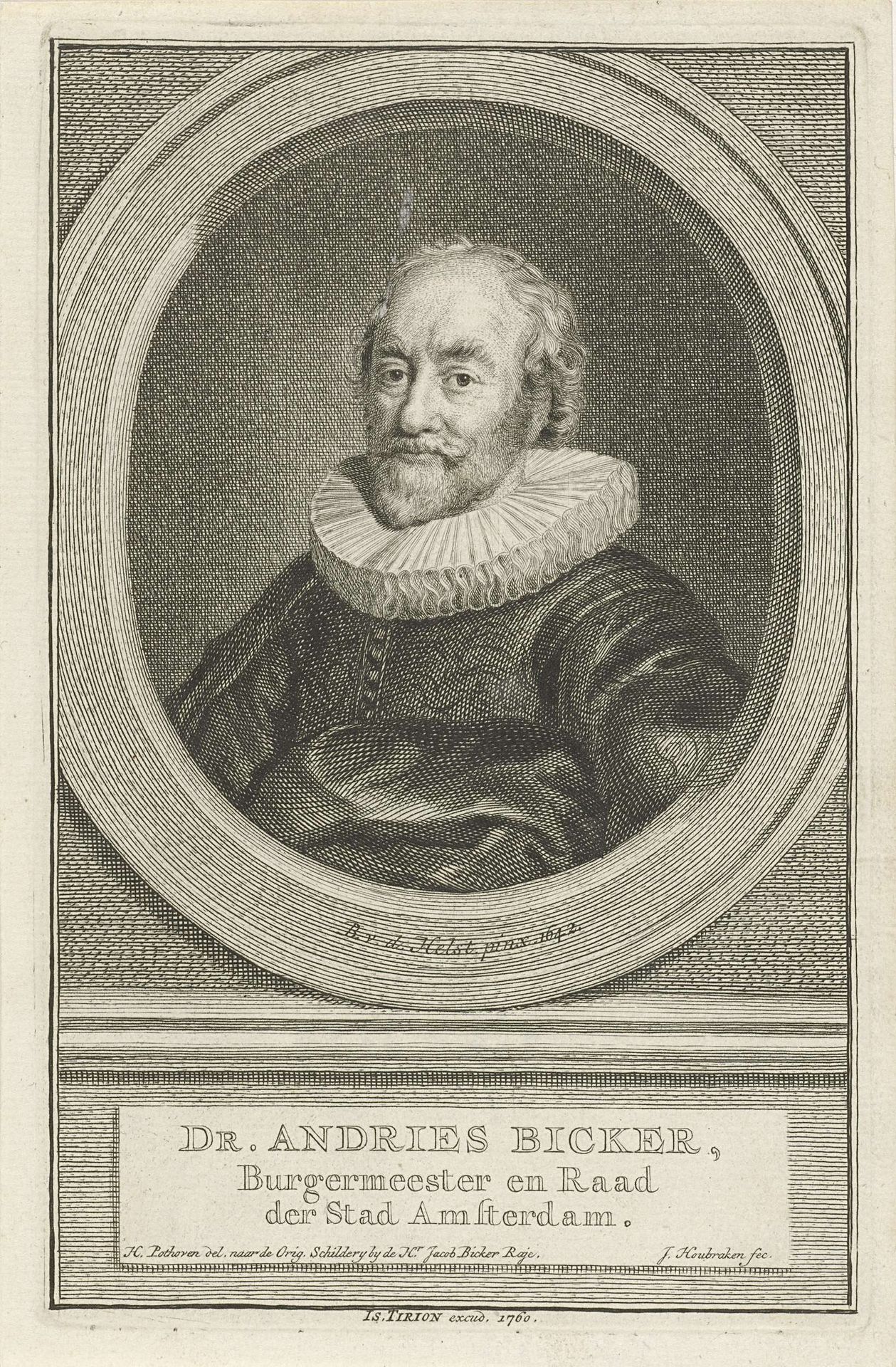 Portret van Andries Bicker by Jacob Houbraken