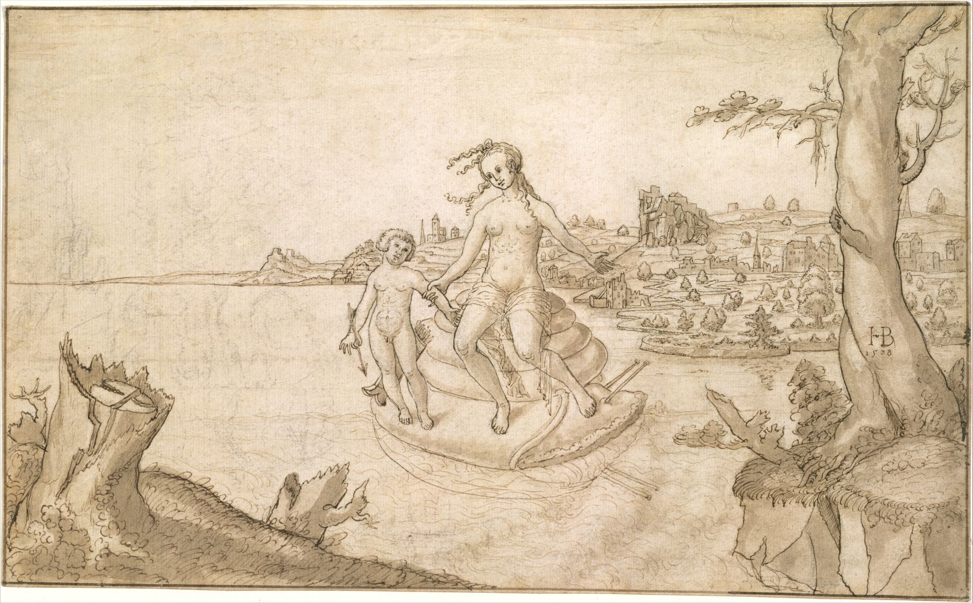 Venus and Cupid on a Snail by Hans Brosamer