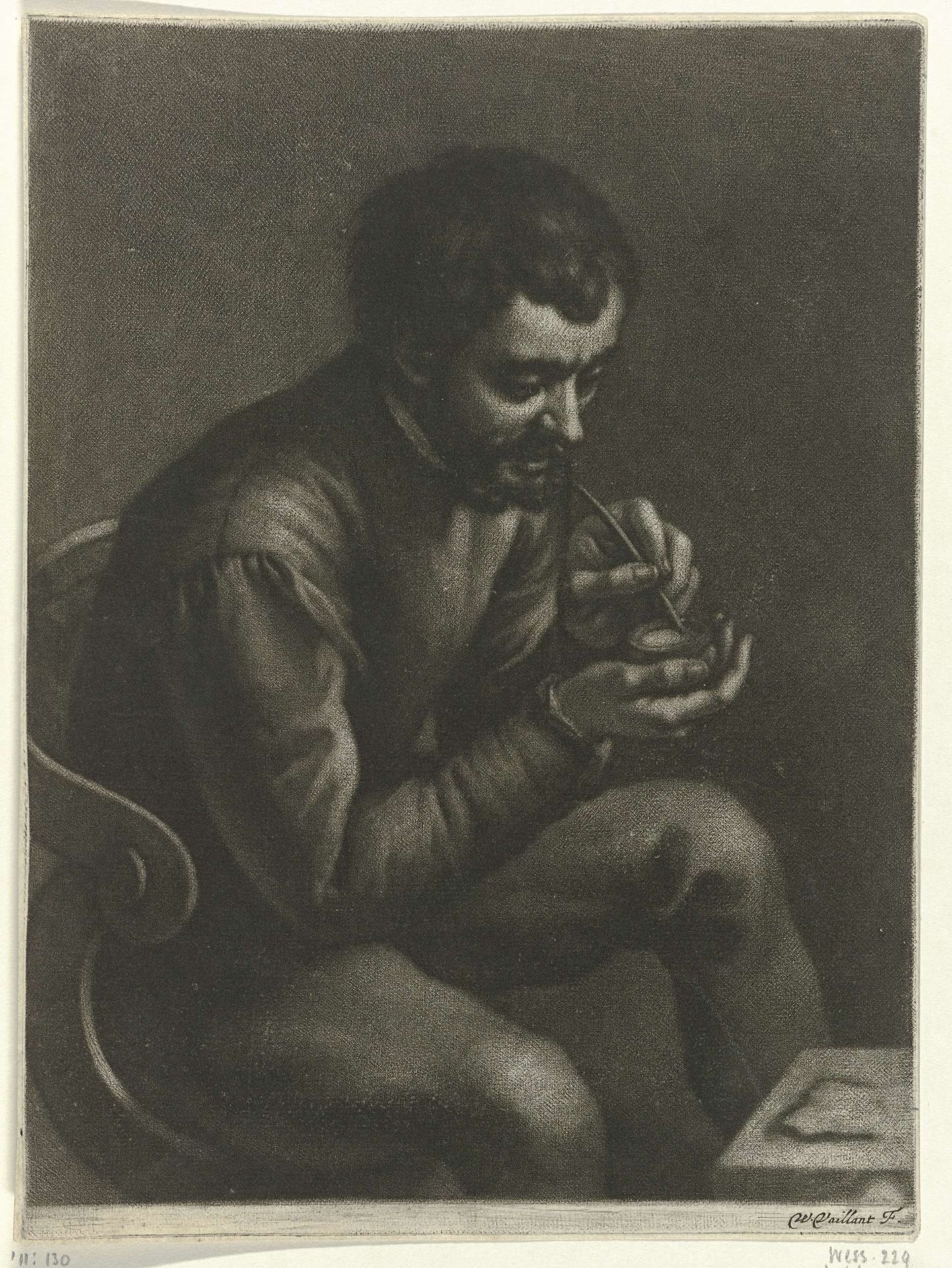 Tekenaar met een inktpot en pen by Wallerant Vaillant