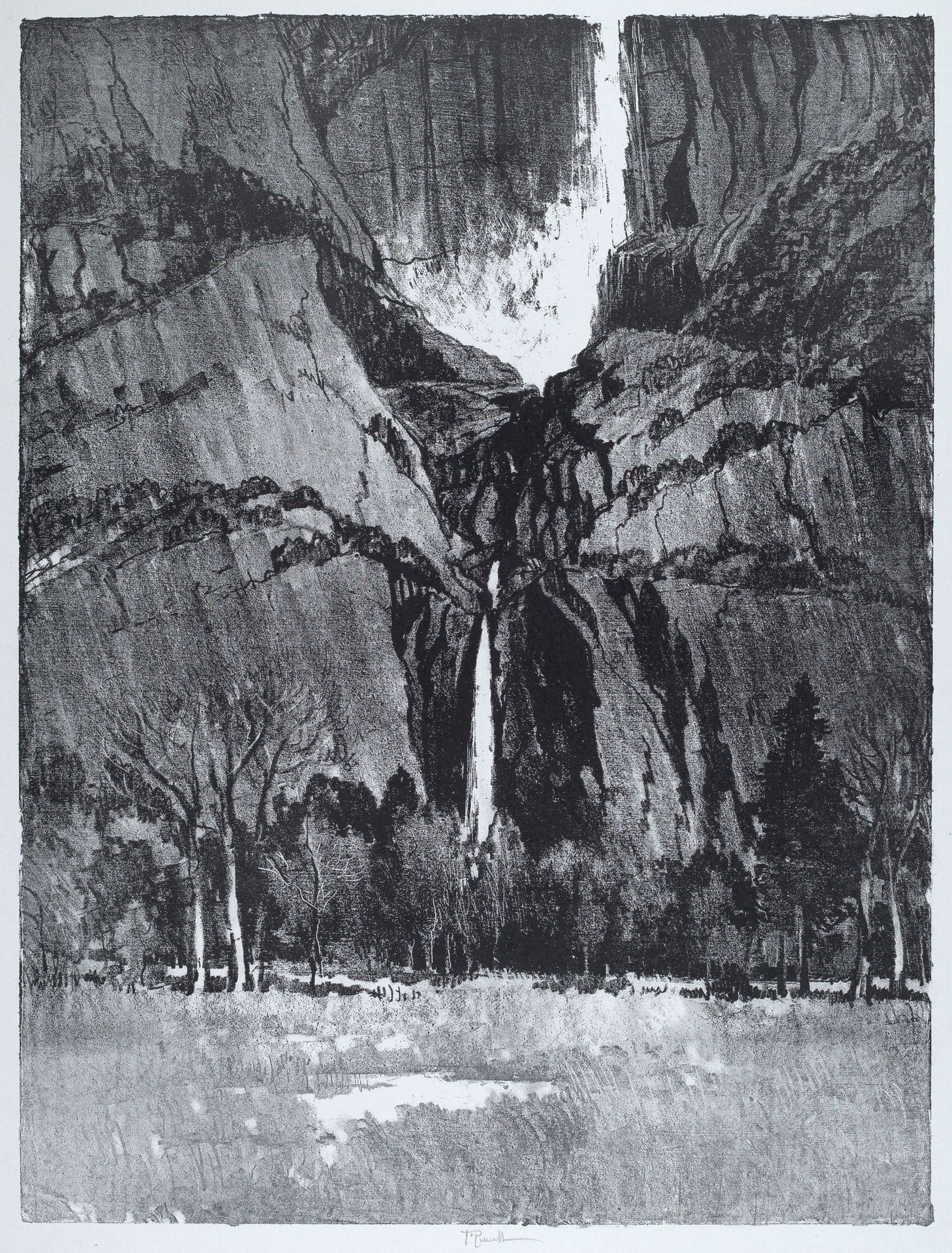 Lower Falls, Yosemite by Joseph Pennell