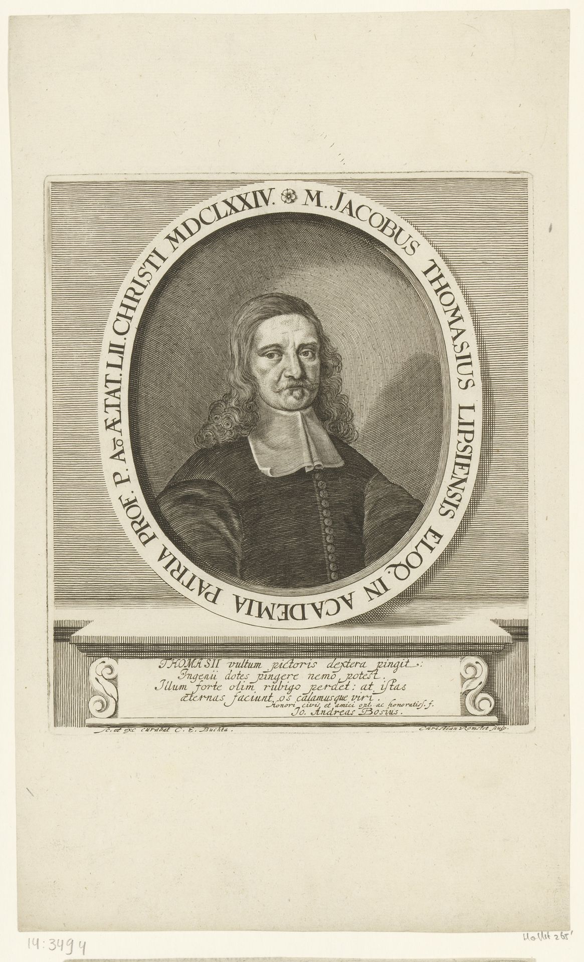 Portret van Jacob Thomasius by Christian Romstet
