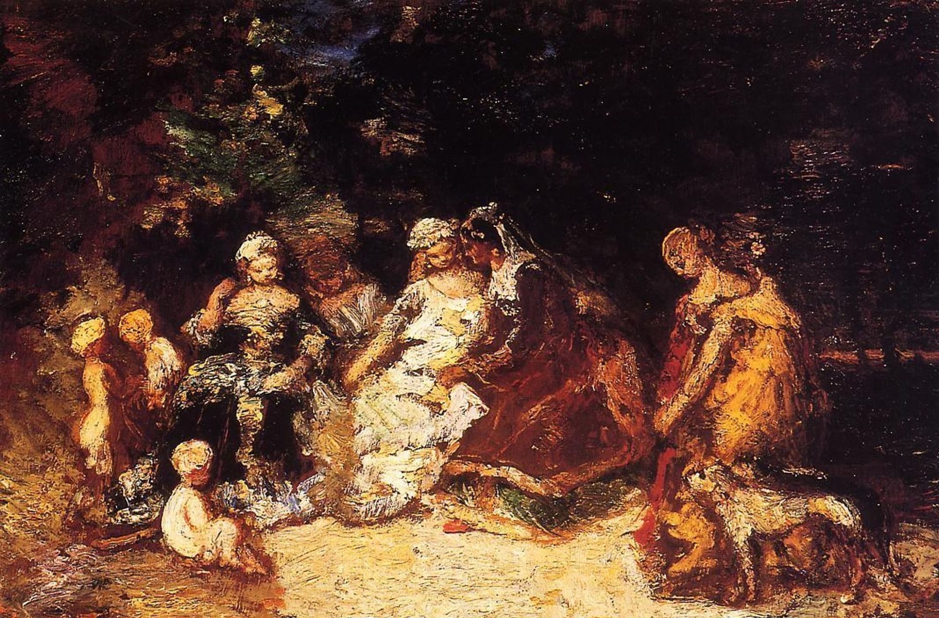Elegant Women and Cupids by Adolphe Joseph Thomas Monticelli