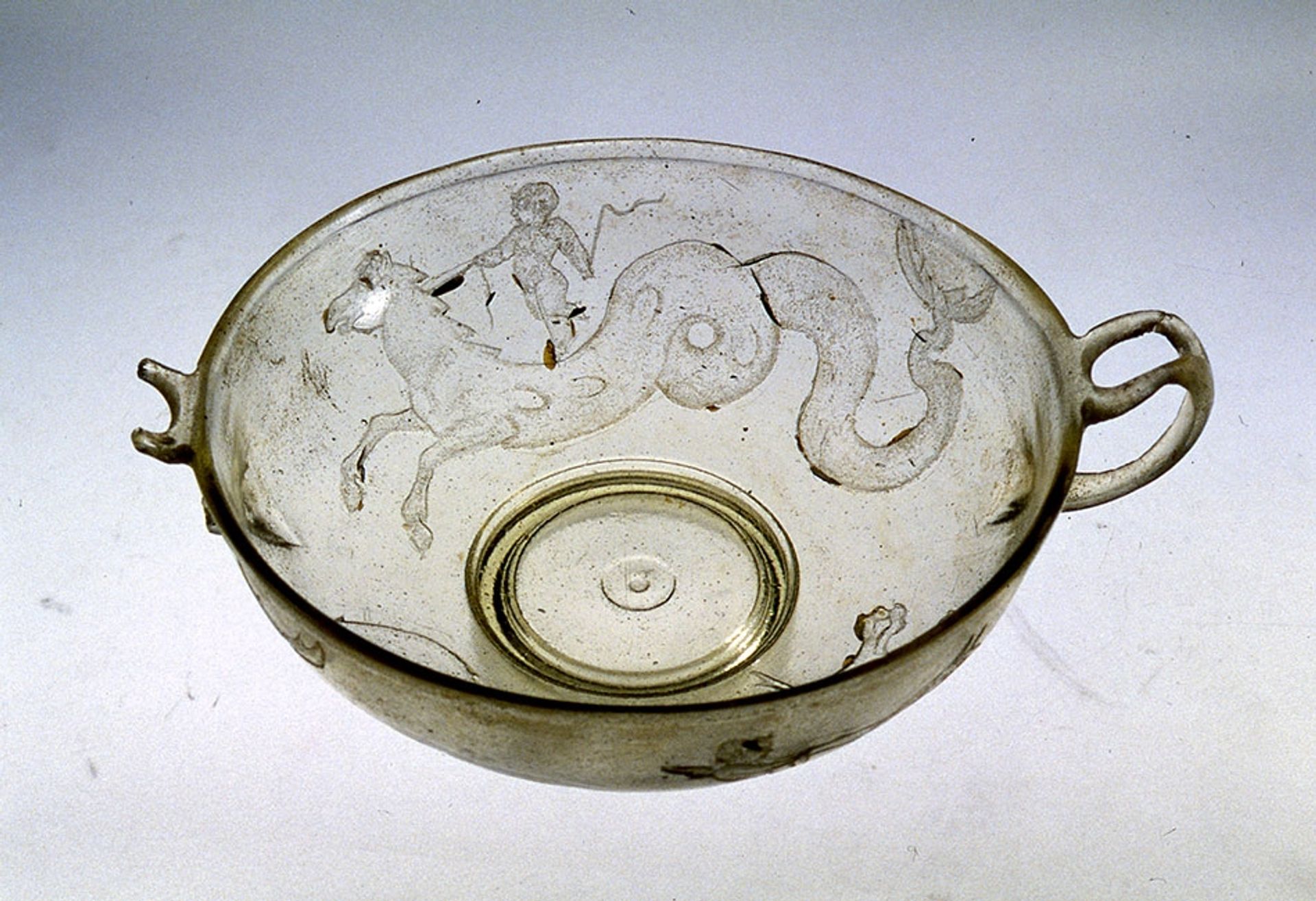 Two Handled Glass Bowl. From a Grave on the Island of Siphnos by Ancient Greek Pottery