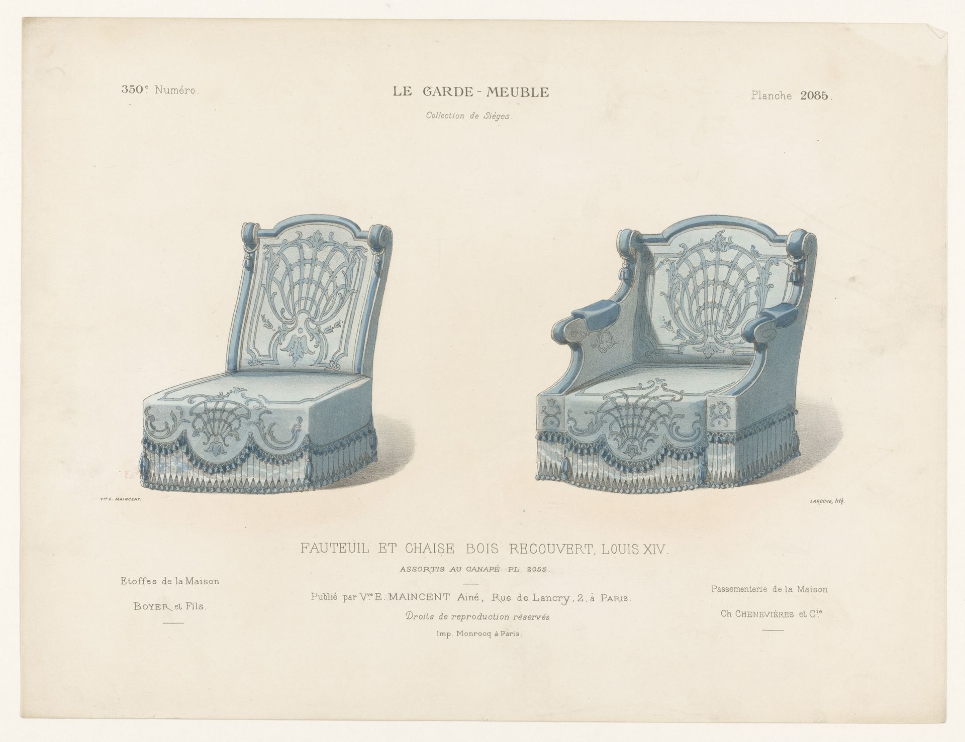 Fauteuil en stoel by Léon Laroche