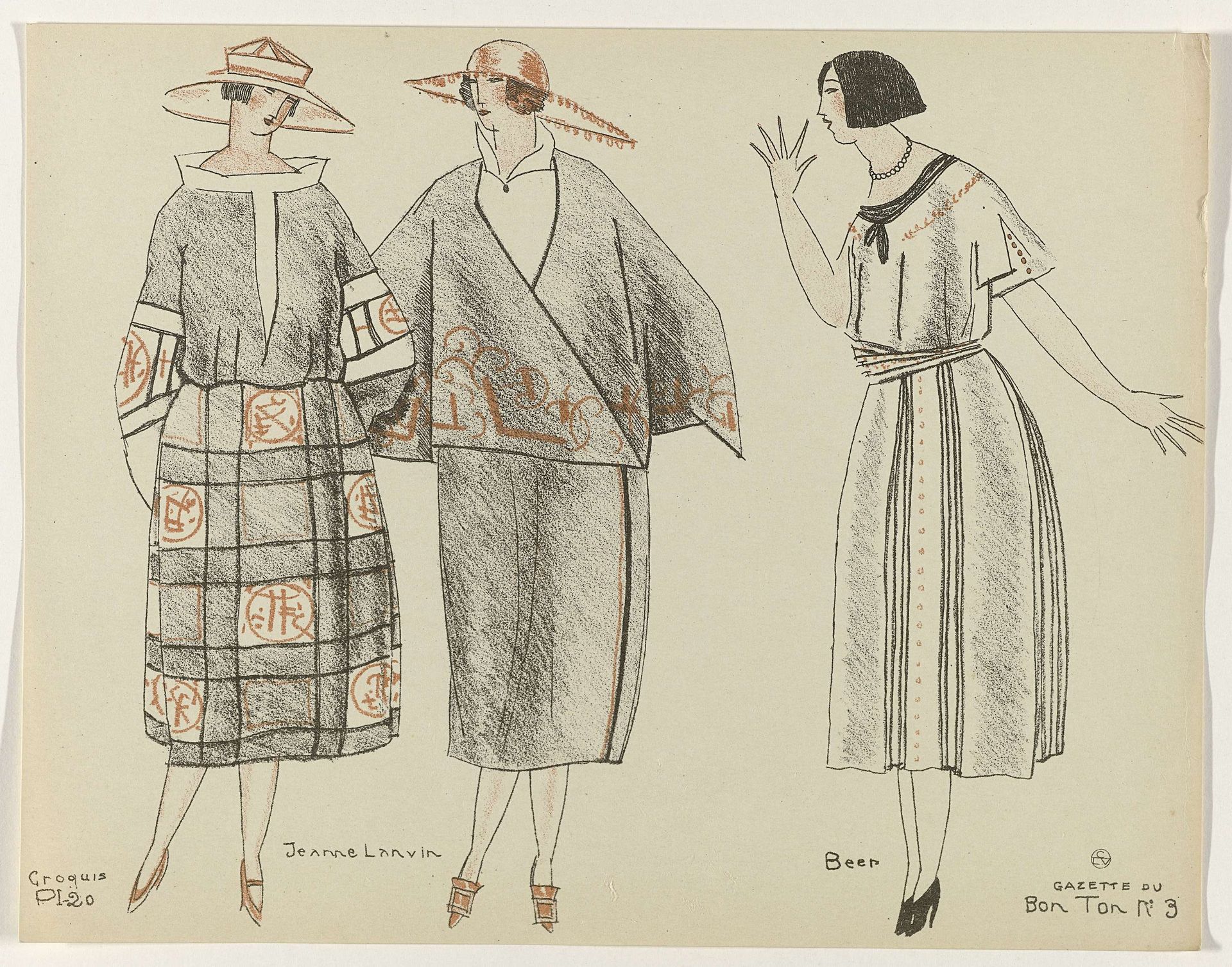 Gazette du Bon Ton, 1920 - No. 3, Croquis Pl. 20: Jeanne Lanvin / Beer by Mario Simon