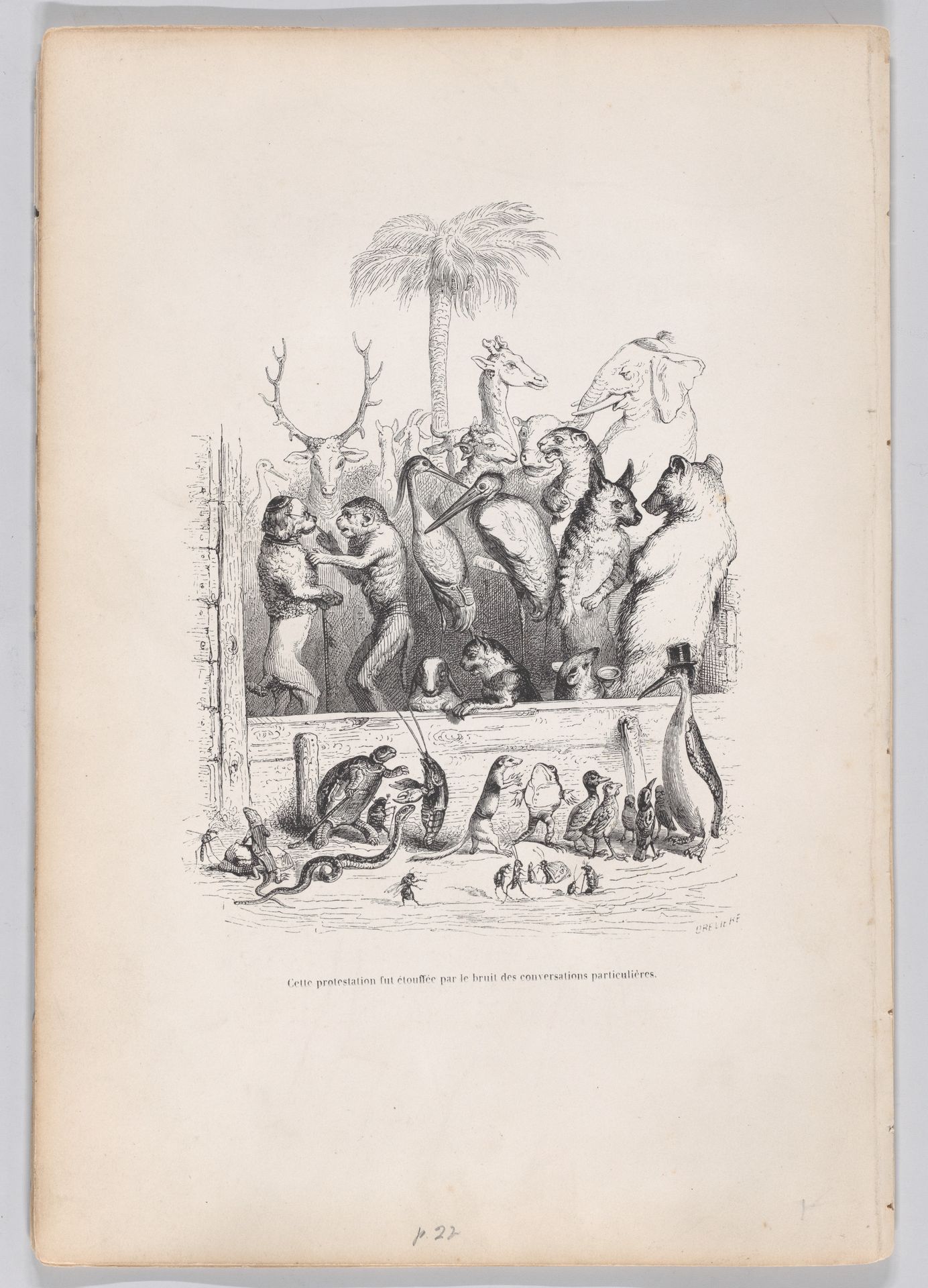 "This protest was stifled by the noise of private conversations" from Scenes from the Private and Public Life of Animals by J. J. Grandville