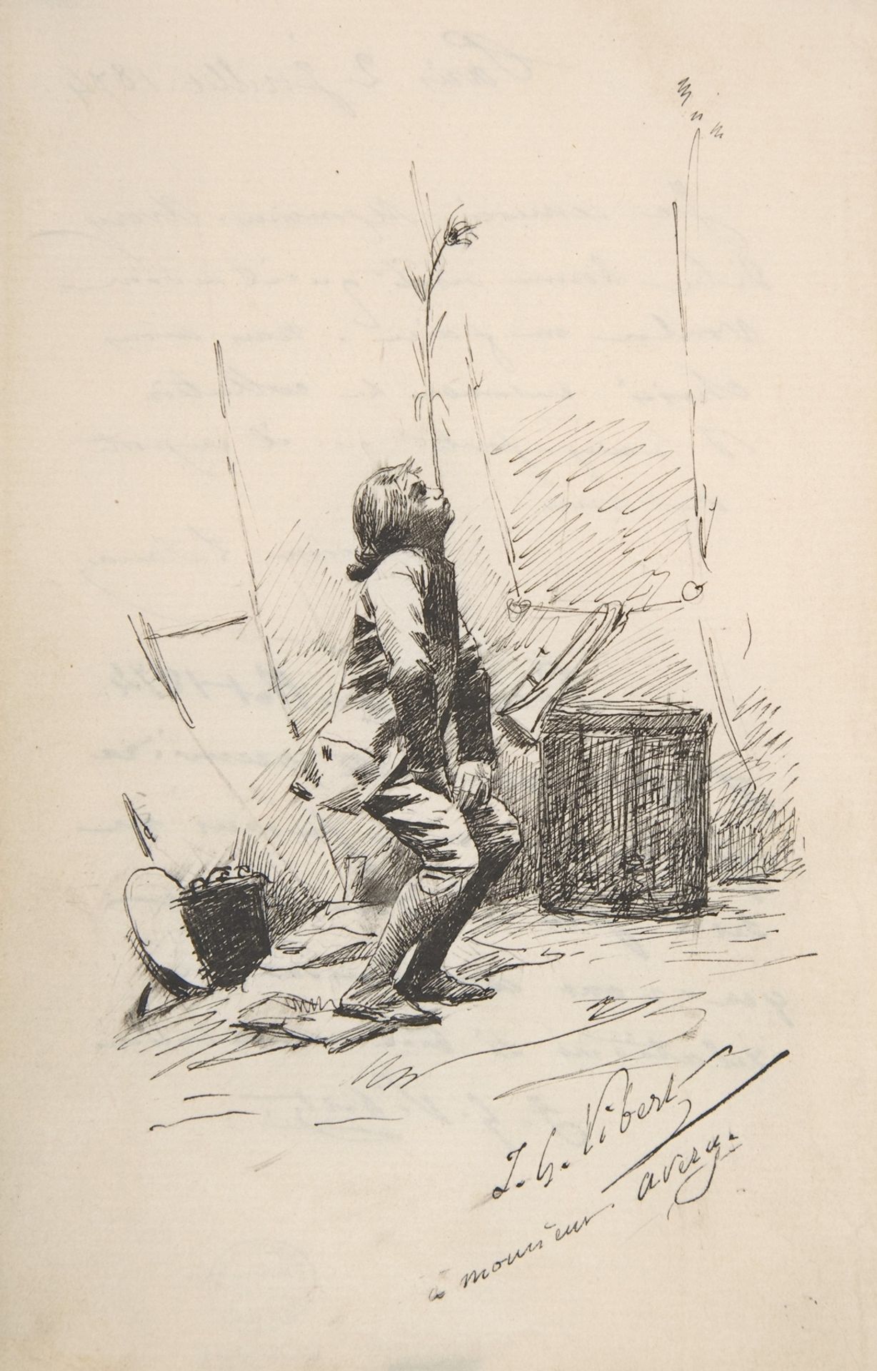 Boy Balancing a Tall Weed on His Nose by Jehan Georges Vibert