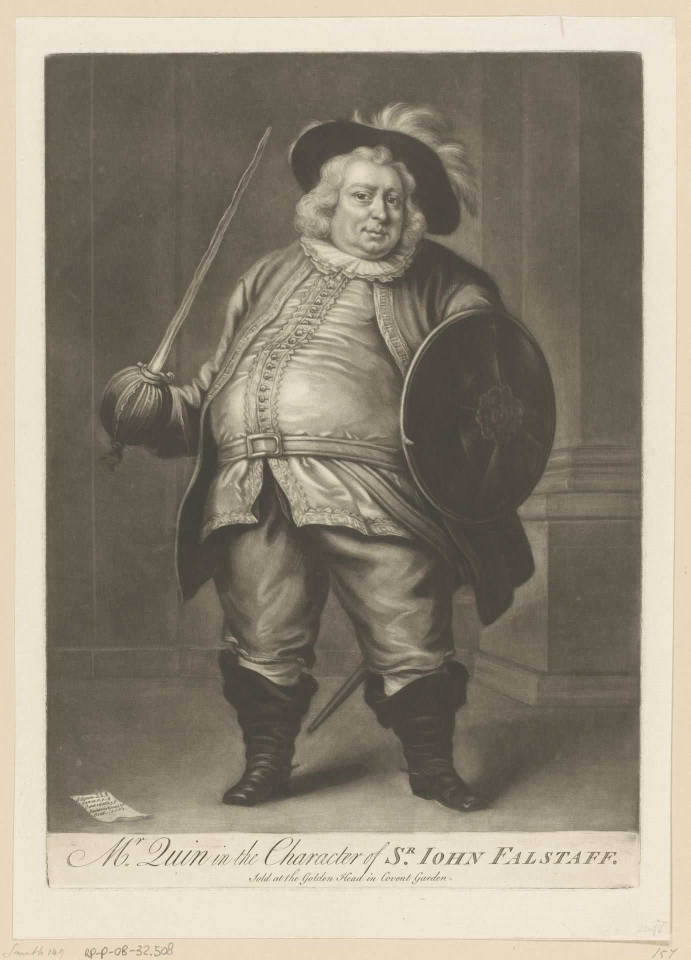 Portret van James Quin als John Falstaff by James McArdell
