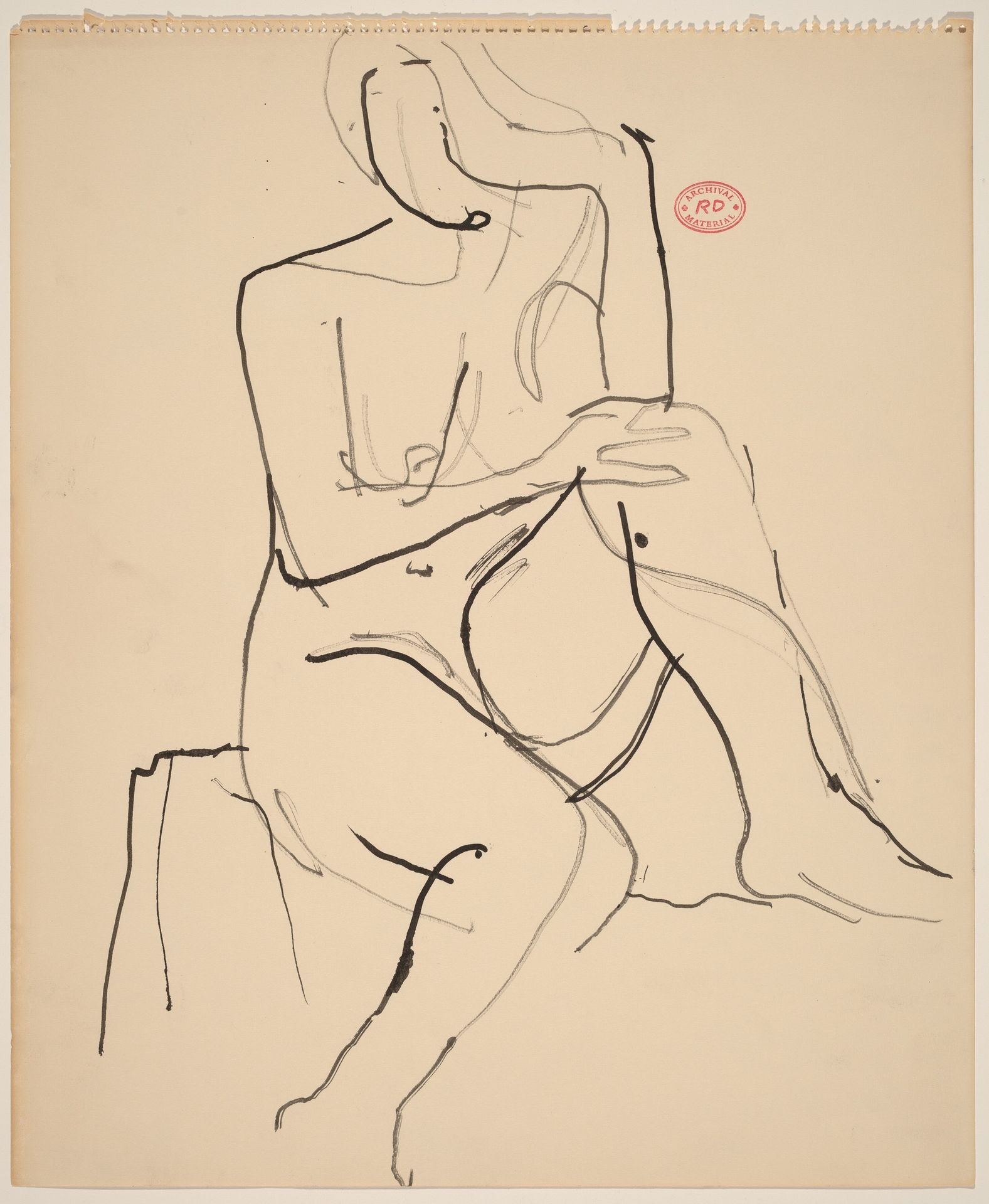 Untitled [seated female nude with left foot on stand] by Richard Diebenkorn