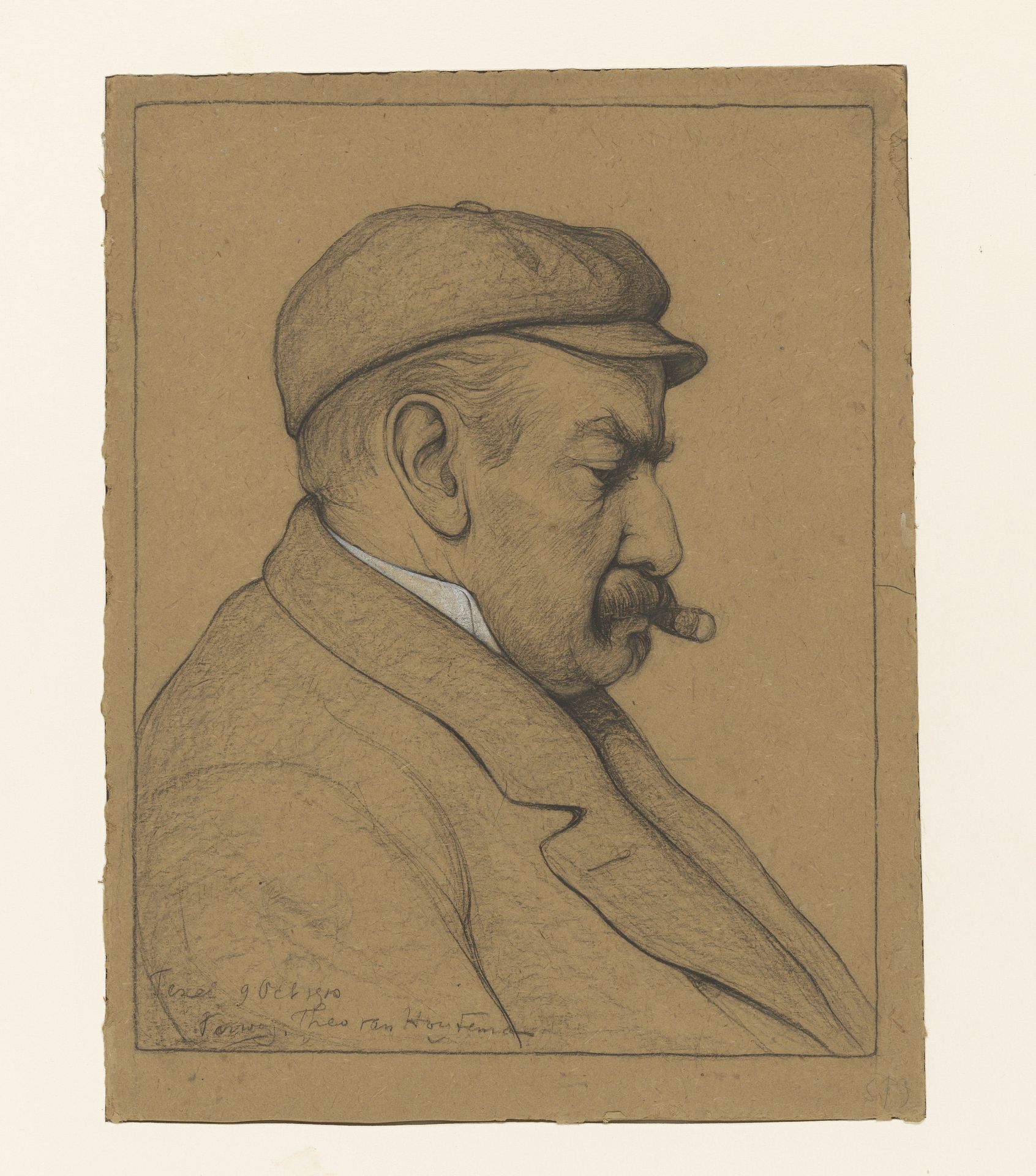 Portret van Theo van Hoytema, een sigaar rokend by Laurent Verwey van Udenhout