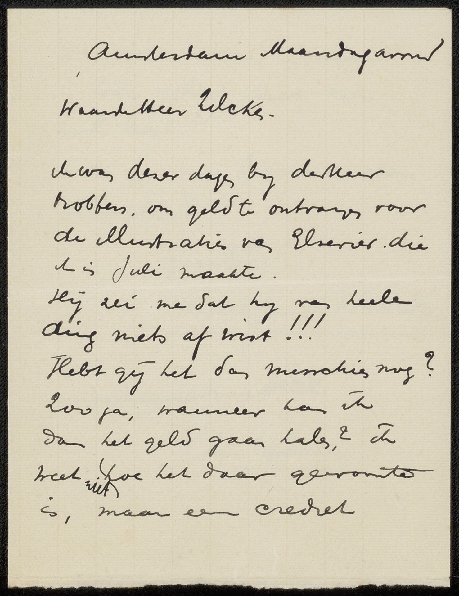 Brief aan Philip Zilcken by Jan de Waardt