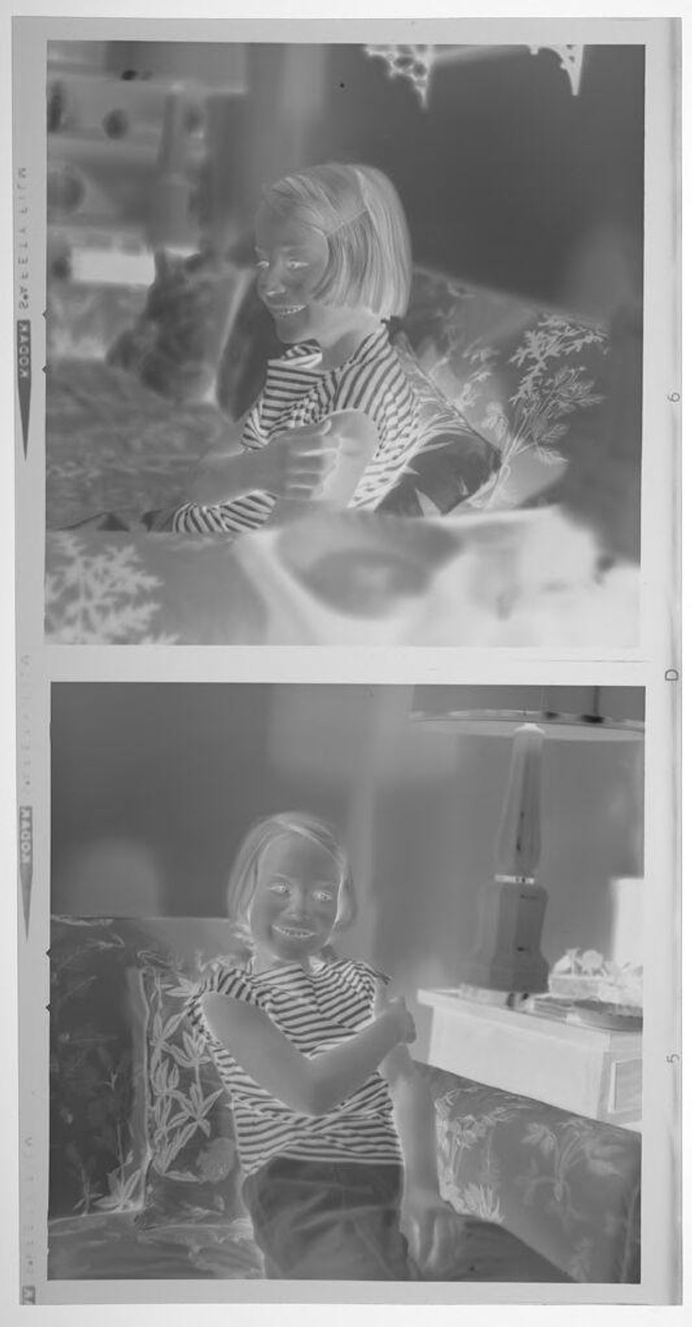 Untitled (medium format images of young girl sitting on couch in living room) by Martin Schweig