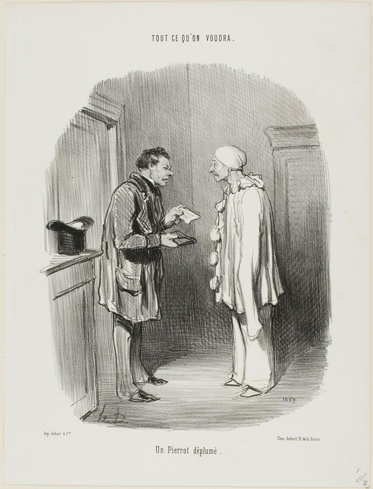 A Plucked Pierrot, plate 9 from Tout Ce Qu'on Voudra by Honoré Daumier