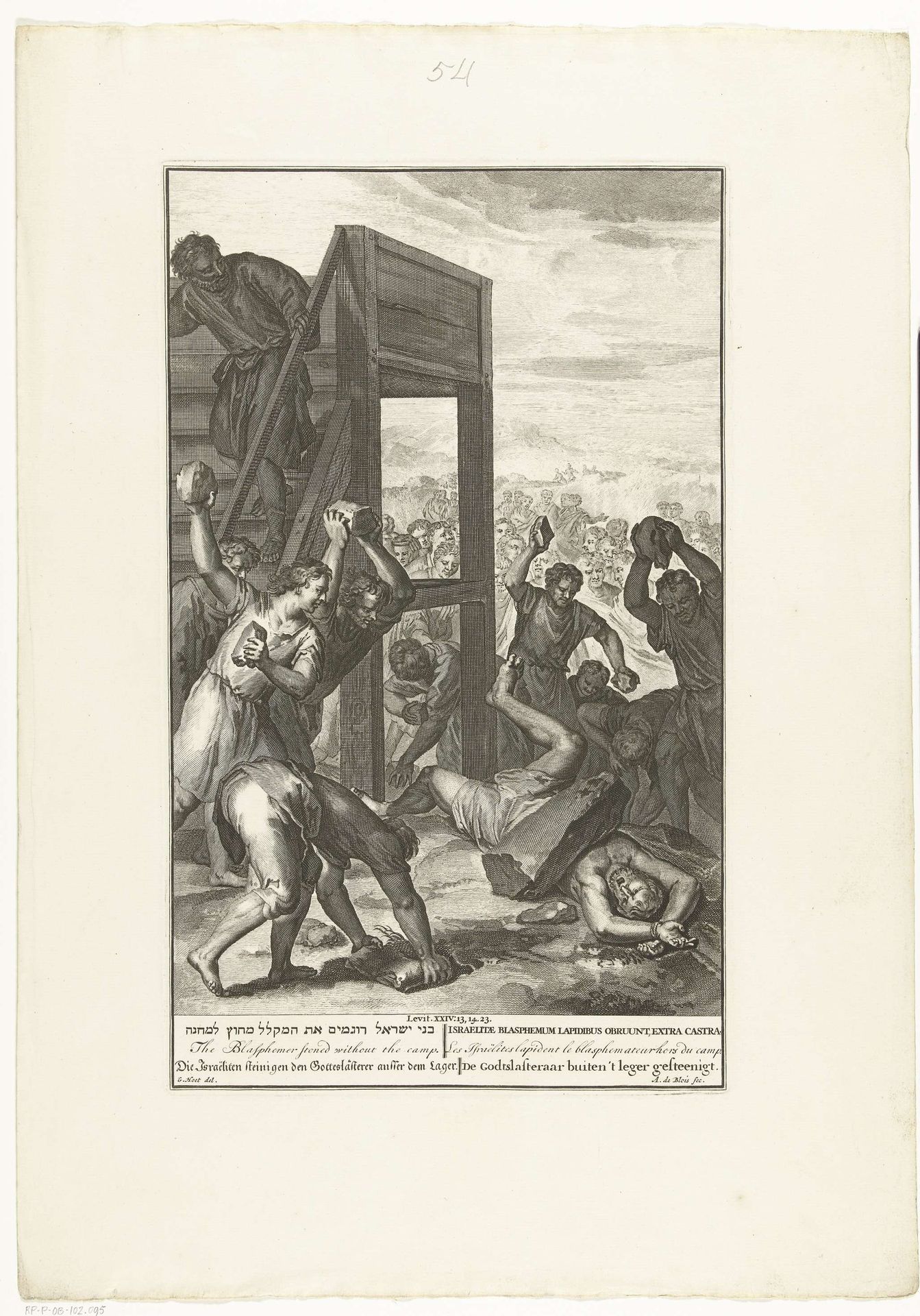 Man die Gods naam lasterde wordt gestenigd by Abraham de Blois