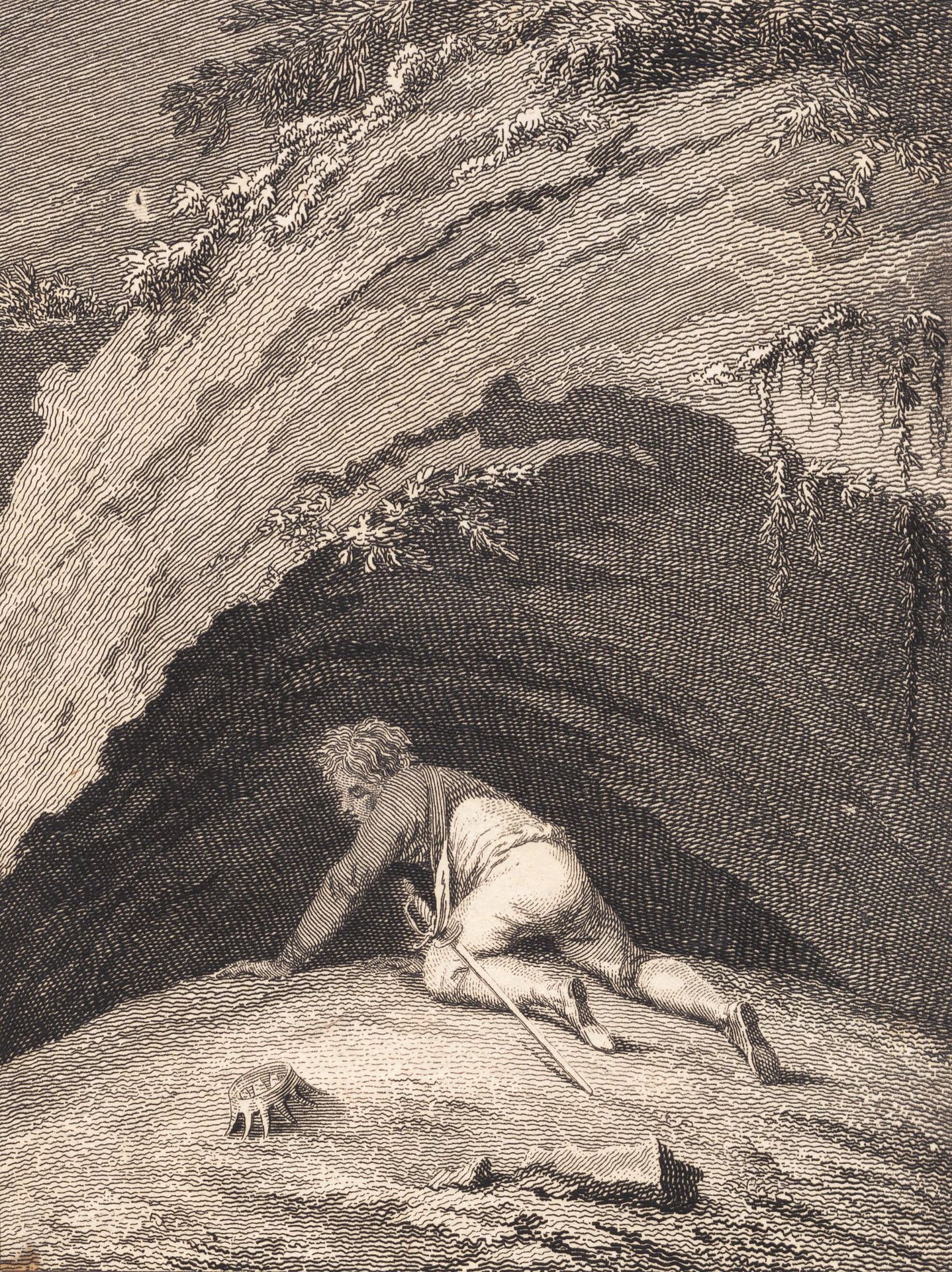 Den slagne Niels Klim kryber ind i hulen by J.F. Clemens