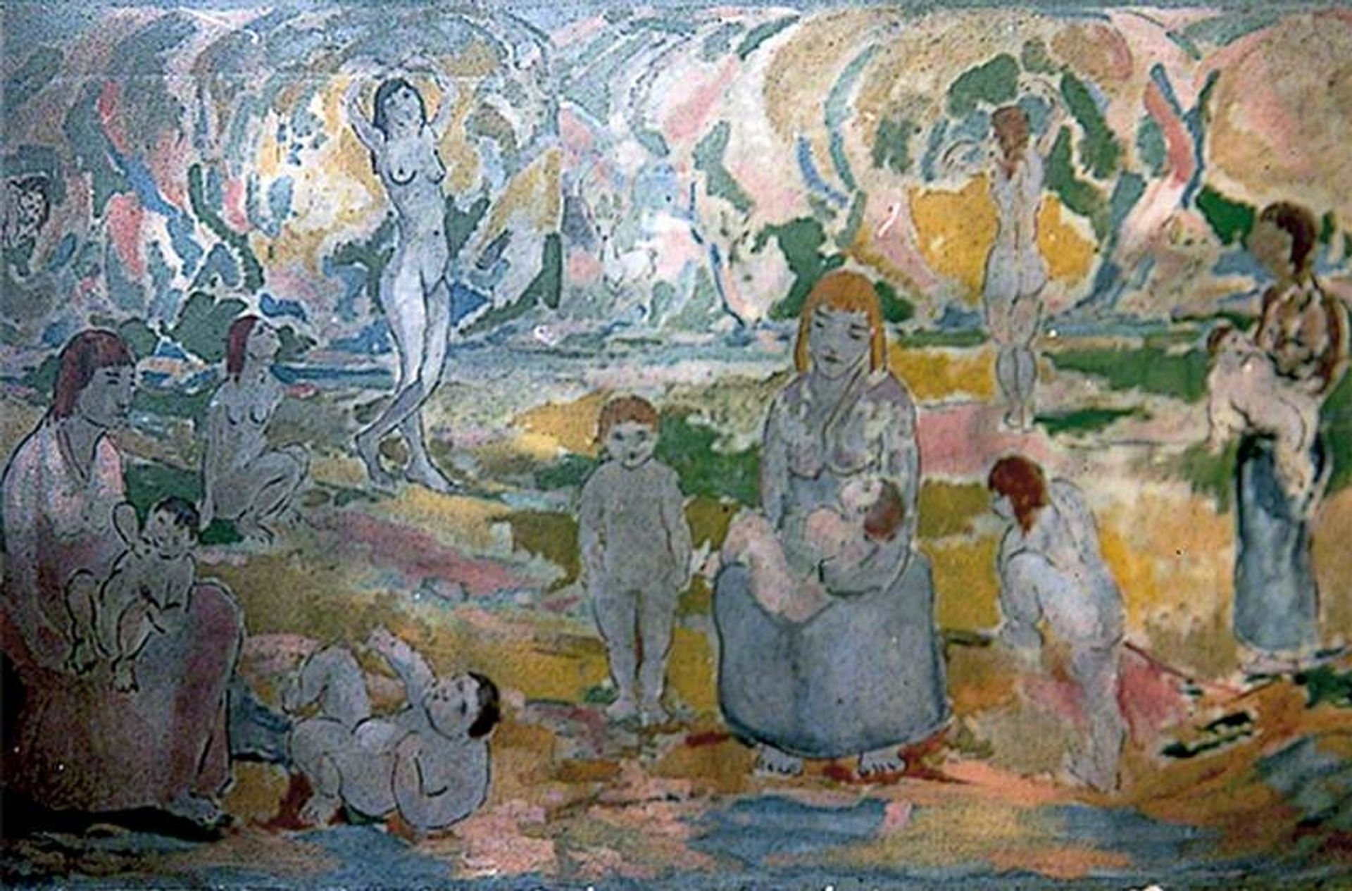 Rose Nudes in a Landscape by Harry Phelan Gibb