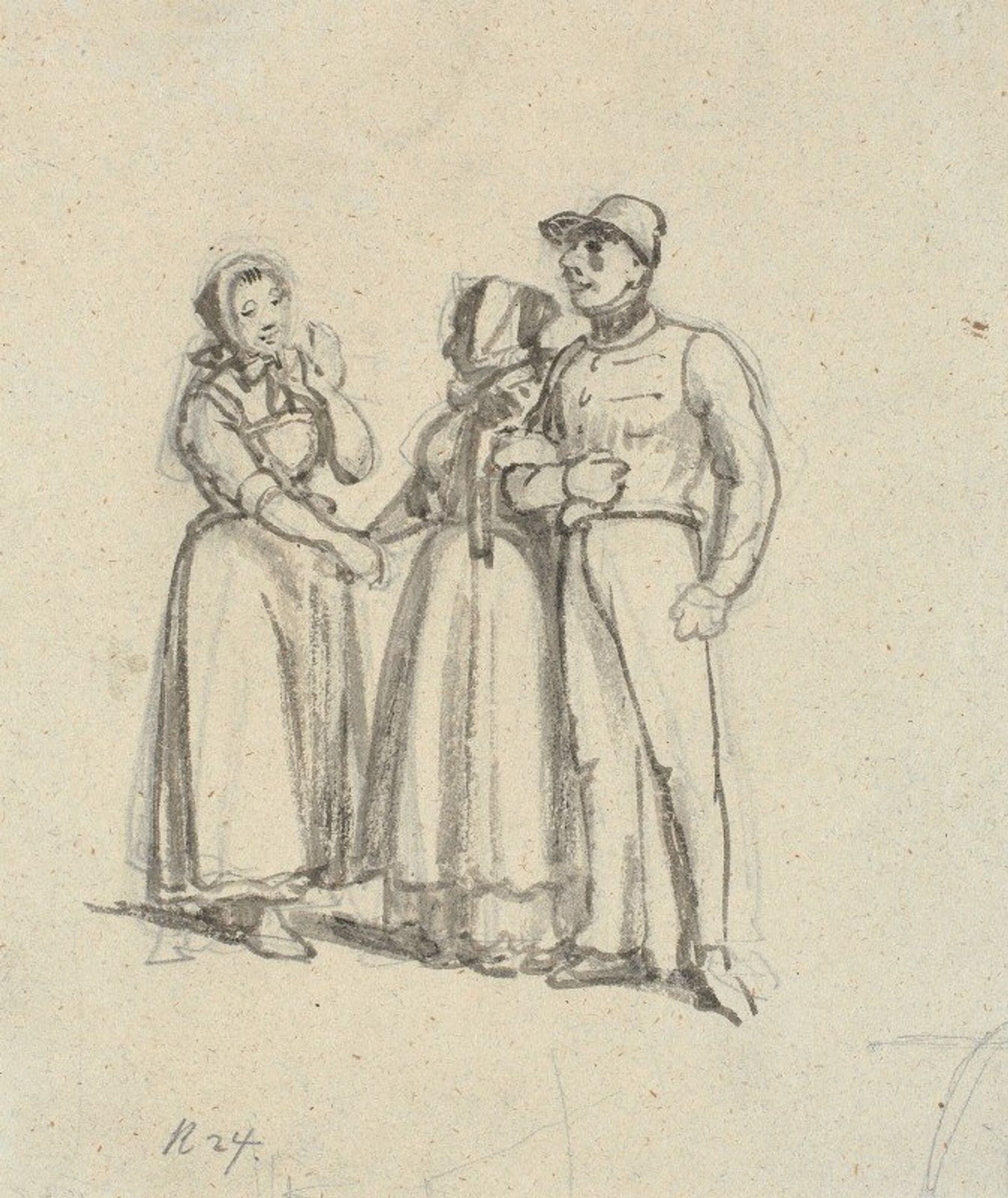 Soldatens moder møder en bekendt by Wilhelm Marstrand
