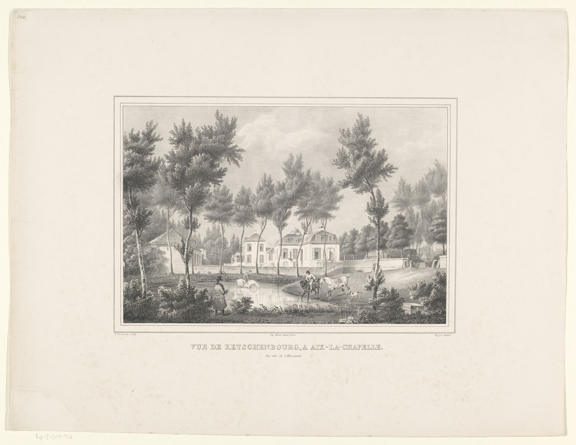 Gezicht op het voormalig Kasteel Ketschenburg, bij Aken by Jean Nicolas Ponsart