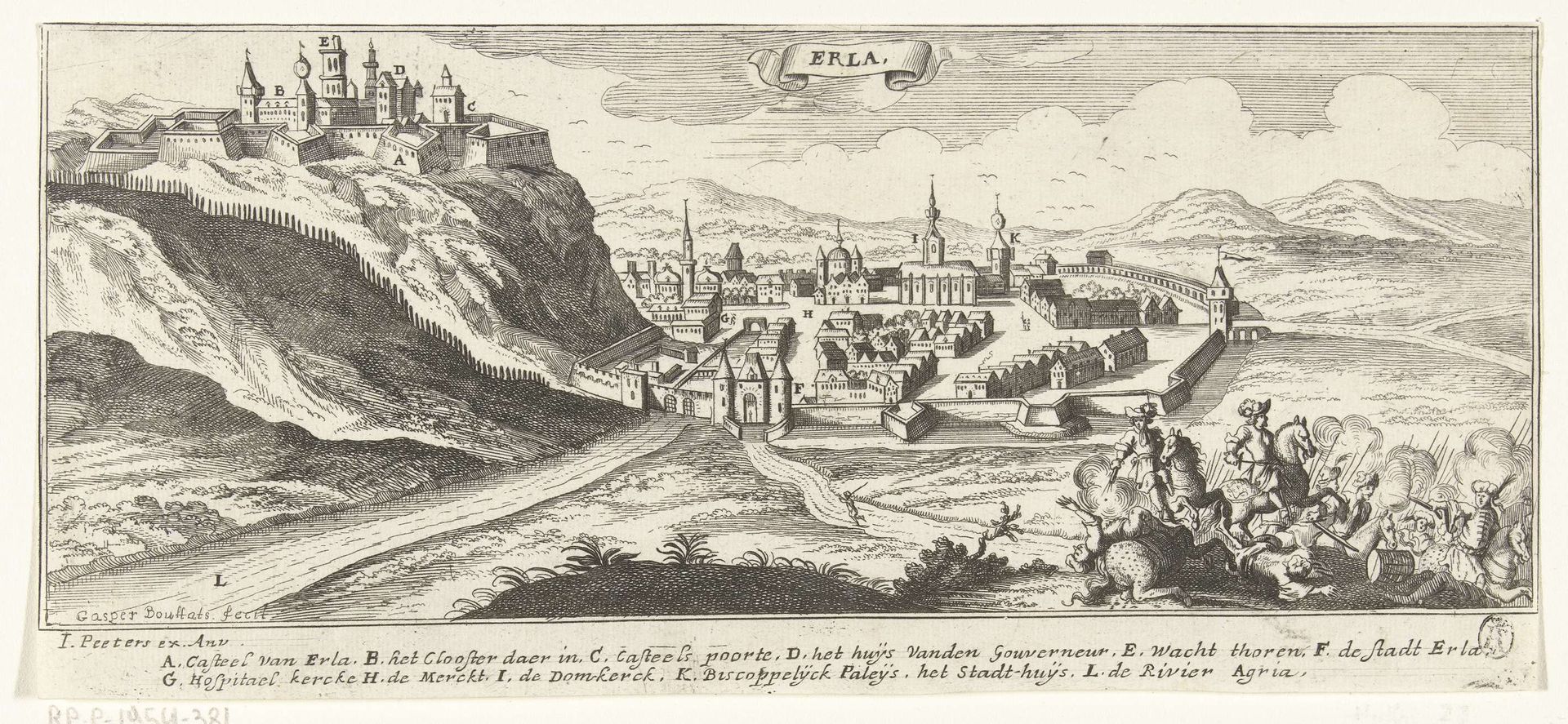 Gezicht op Eger by Gaspar Bouttats