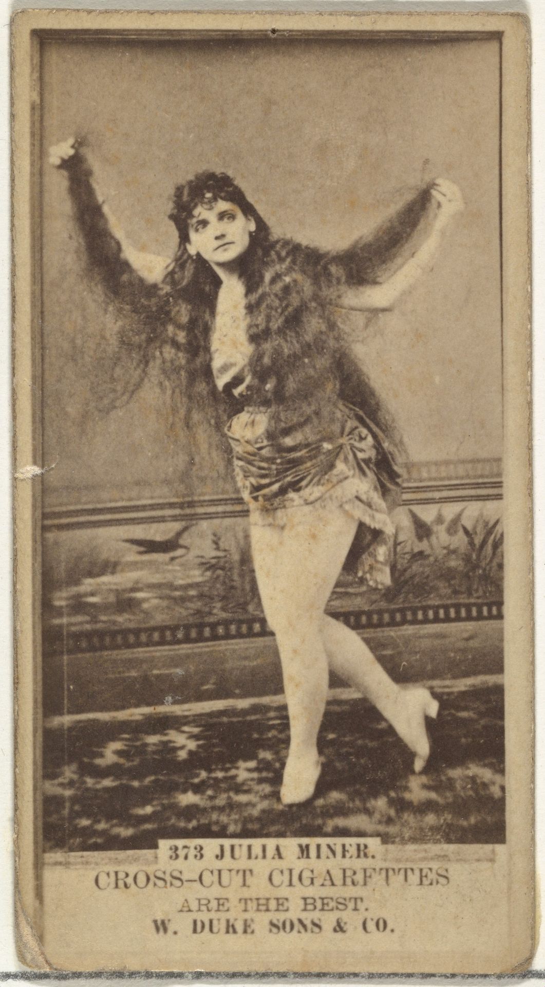 Card Number 373, Julia Miner, from the Actors and Actresses series (N145-3) issued by Duke Sons & Co. to promote Cross Cut Cigarettes by W. Duke, Sons & Co.