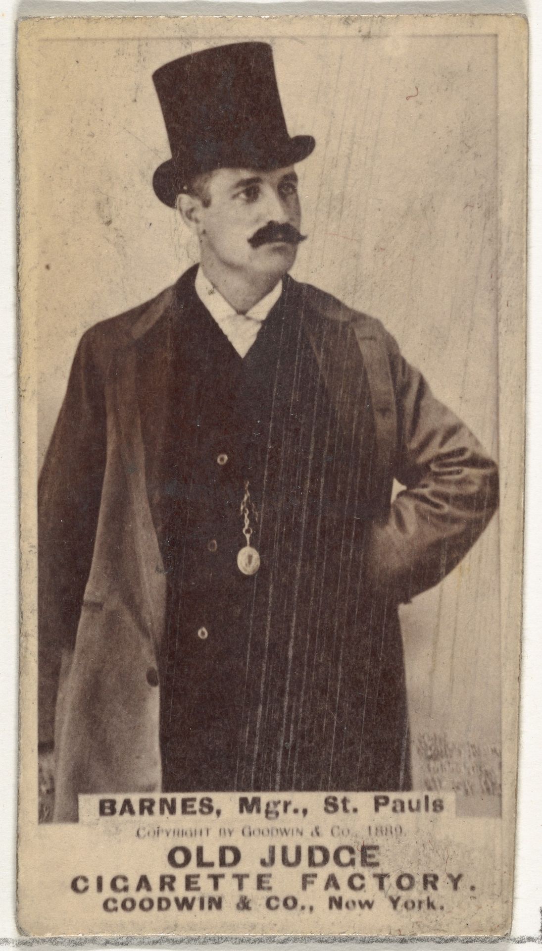 William H. "Bill" Barnes, Manager, St. Paul Apostles, from the Old Judge series (N172) for Old Judge Cigarettes by Goodwin & Company