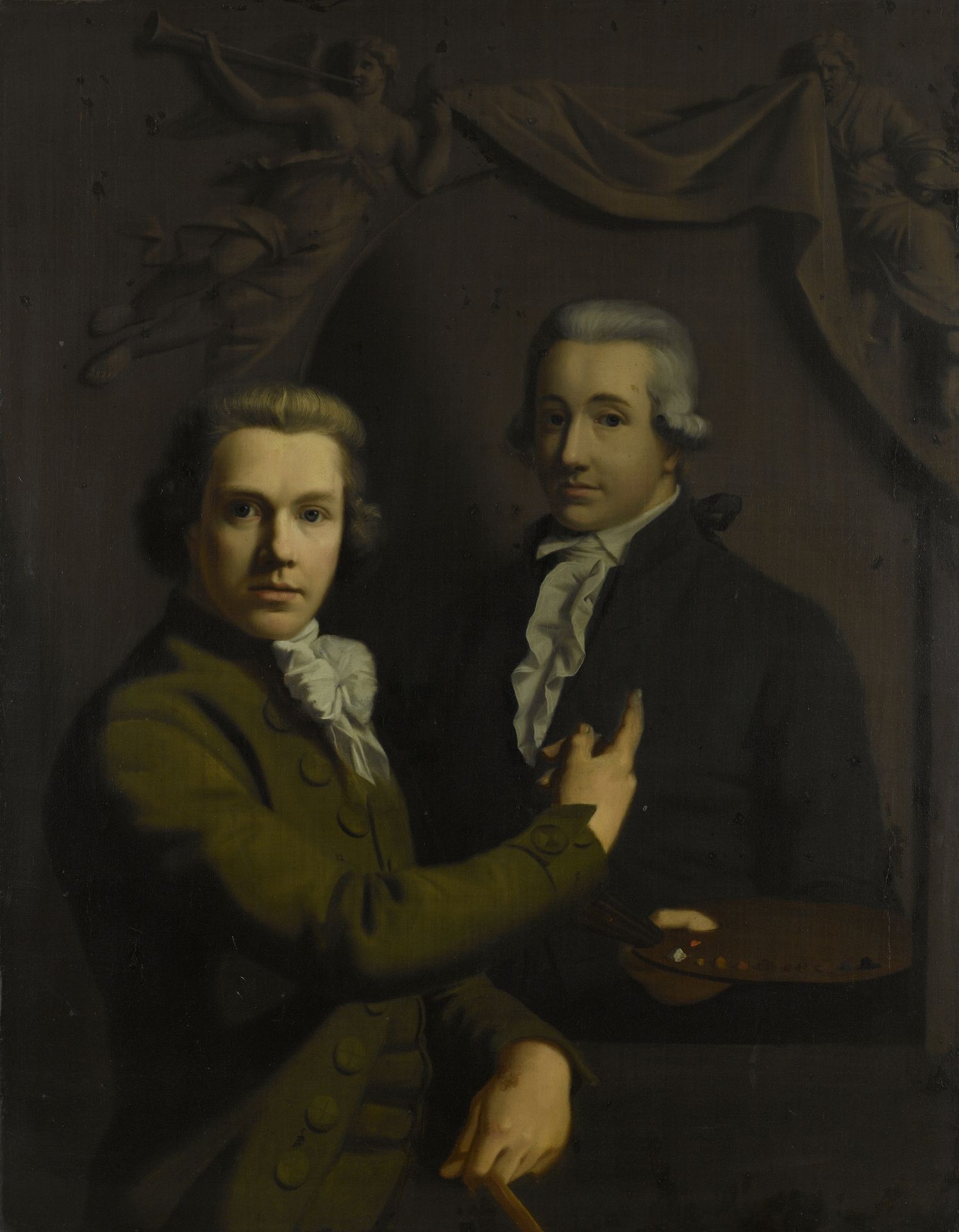 Self Portrait, Pointing at a Portrait of the Artist's deceased Colleague Dirk Jacobsz Ploegsma (1769-91) by Willem Bartel van der Kooi
