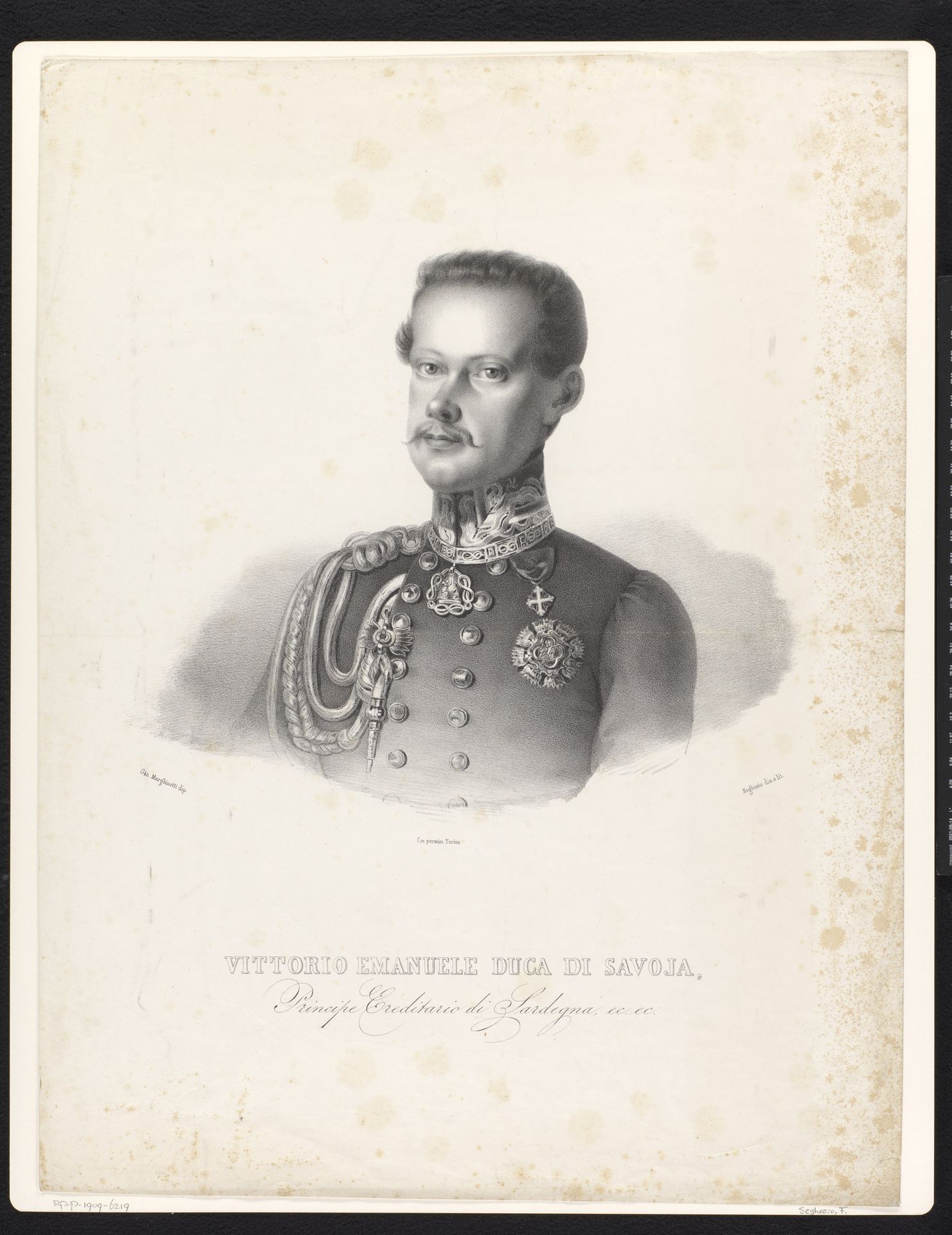 Portret van Victor Emanuel, hertog van Savoye en koning van Sardinië by Felice Seghesio